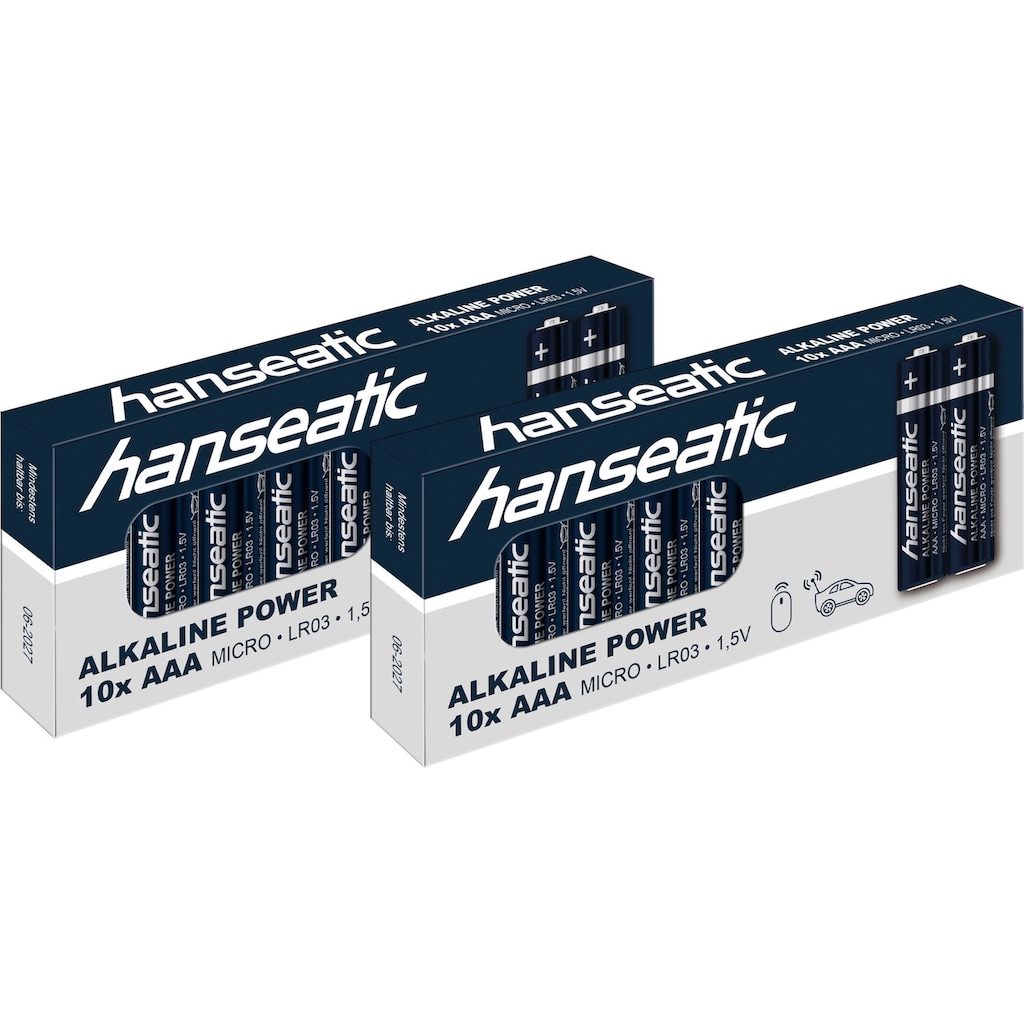 Hanseatic Batterie »20er Pack Alkaline Power, AAA Micro«, LR03, (Packung, 20 St.)