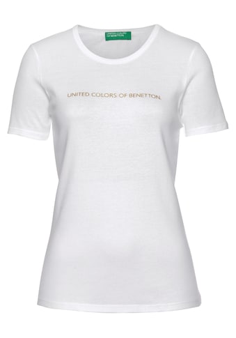United Colors of Benetton T-Shirt, mit glitzerndem Marken-Print vorn kaufen