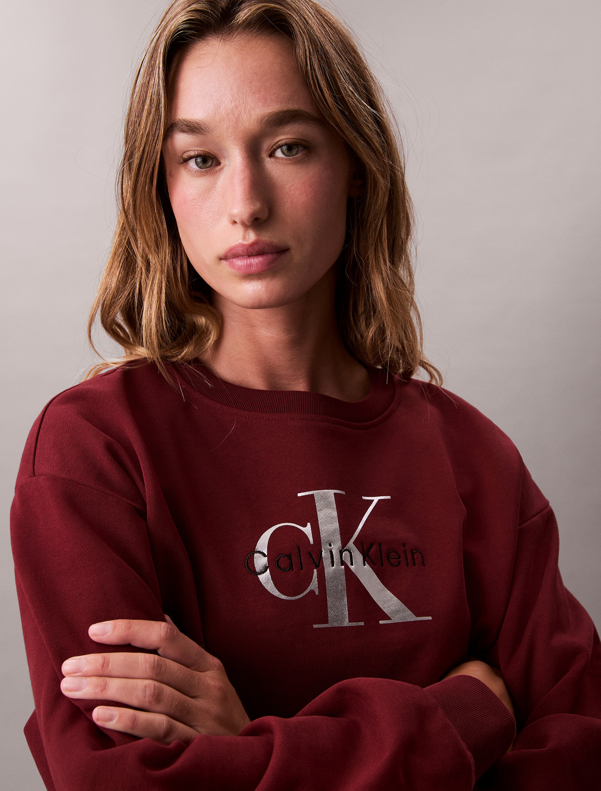 Calvin Klein Jeans Sweatshirt »LS MNLG FRNCH TRRY R«, Mit Rundhalsausschnitt