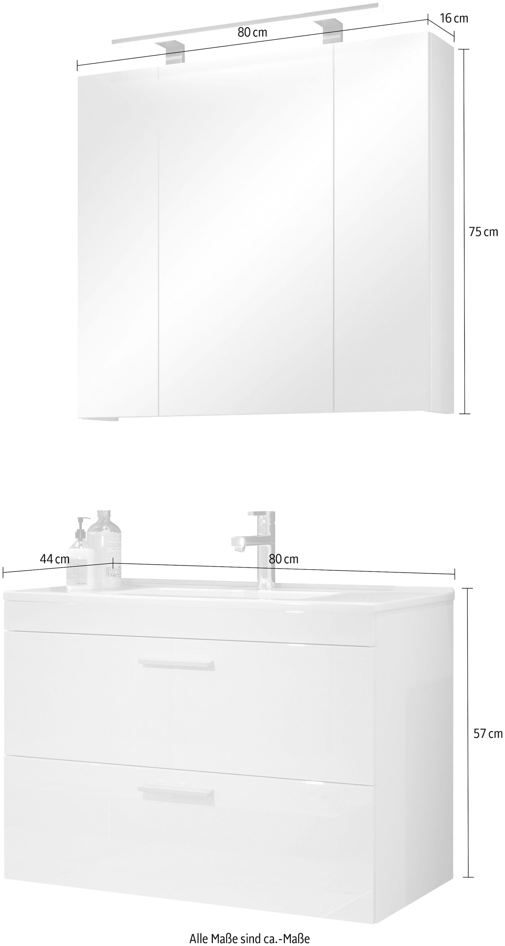 welltime Ensemble de meubles de salle de bain »Dormoletto« 2 cuis tlg.