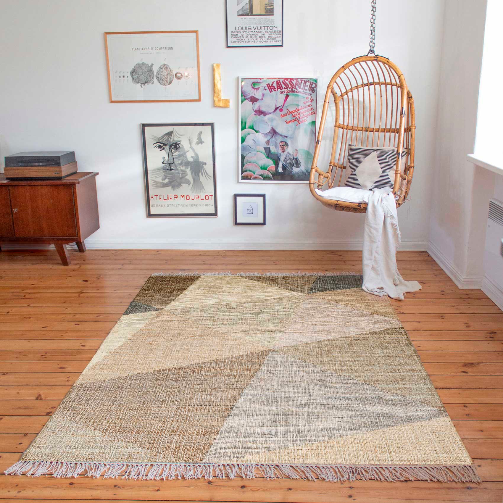 Image of Green Looop Teppich "Vincent GL-82111" rechteckig 4 mm Höhe Naturfaser Teppich aus 80% Jute 20% Baumwolle, mit Fransen, Wohnzimmer