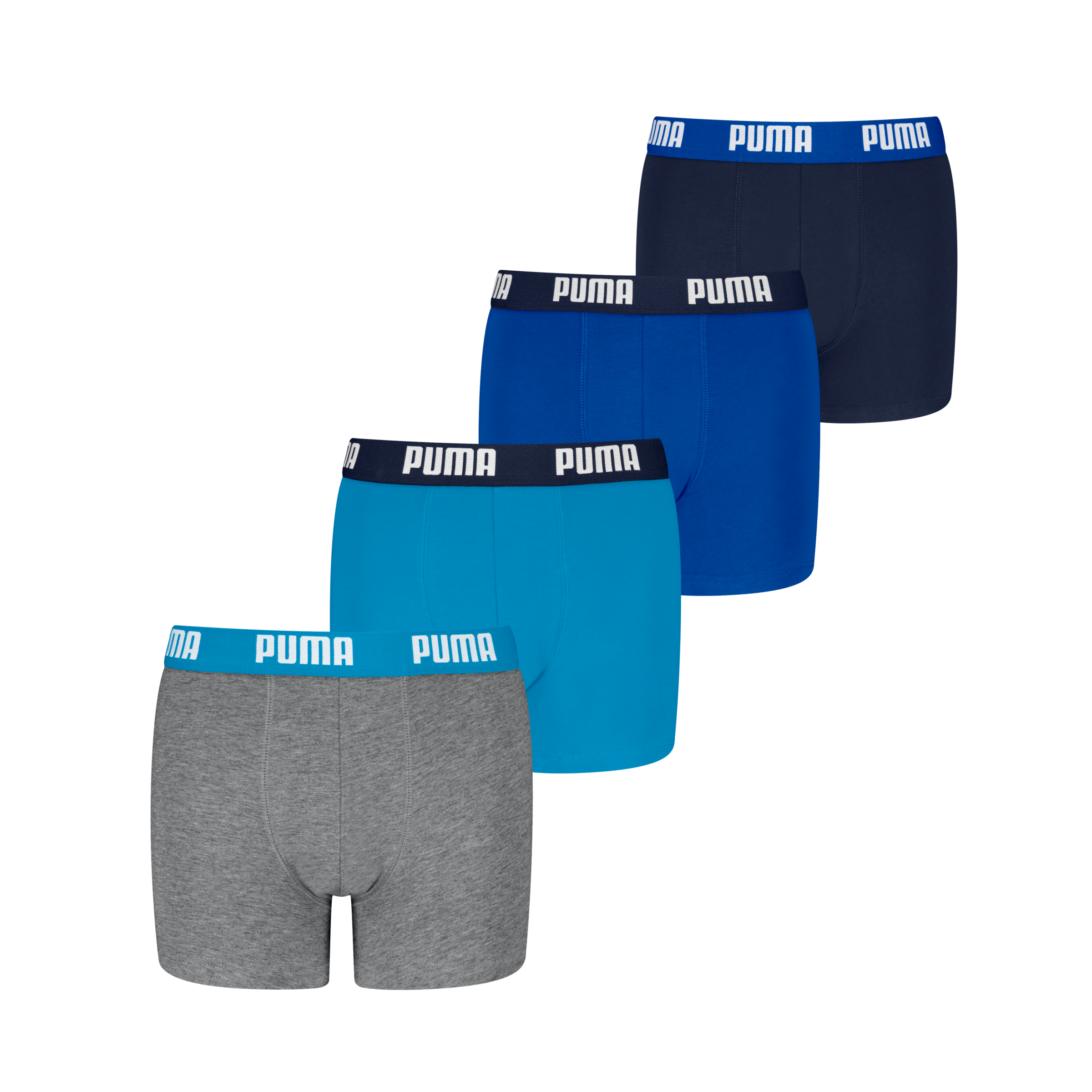 Image of PUMA Boxershorts "PUMA BOYS EVERYDAY BASIC BOXERS 4P ECOM" 4er Pack, mit farblich abgesetztem Bund