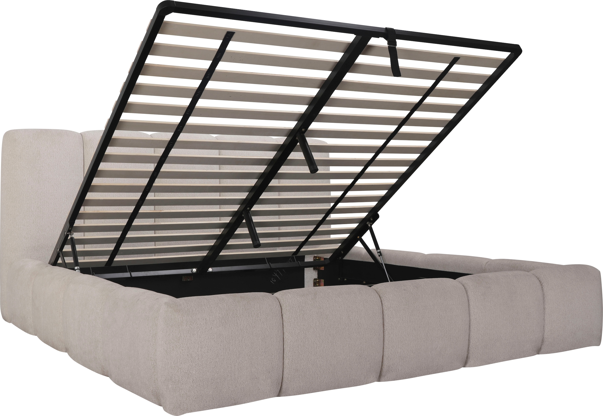 Home affaire Lit rembourré »MERLINDA in der Breite 180cm, inkl. Lattenrost und Bettkasten« gepolstertes Kopfteil und Rahmen, Bezug im Chenillecharakter