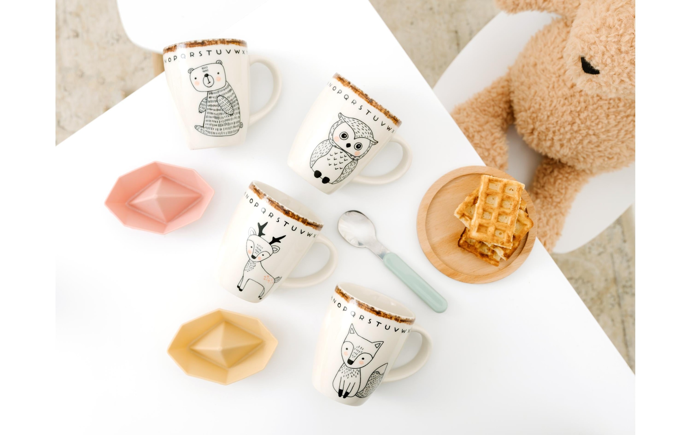 CreaTable Gobelet pour enfants »Freunde des Waldes Becher Steinzeug Bunt 4-tlg«