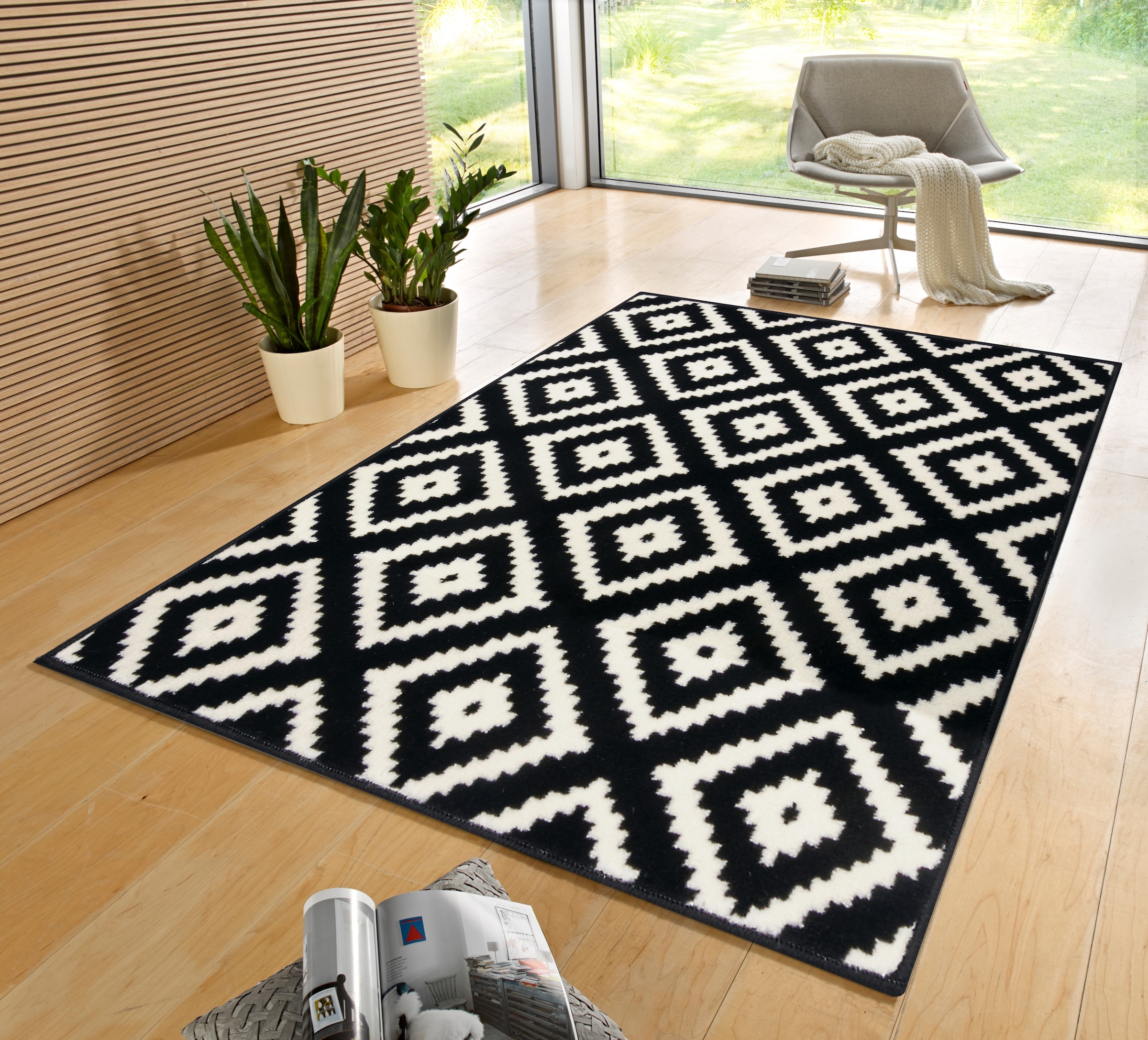 Image of HANSE Home Teppich "Raute" rechteckig 9 mm Höhe Läufer, Kurzflor, Skandi, Raute, Wohnzimmer, Schlafzimmer, Flur