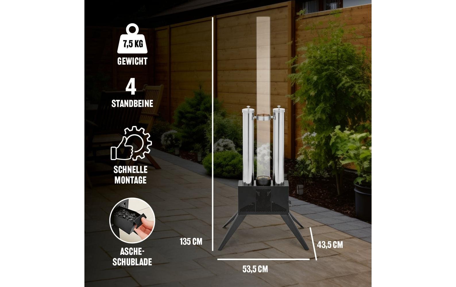 LANDMANN »Landmann Pellet-Fackel 135 cm, Schwarz/Edelstahl«