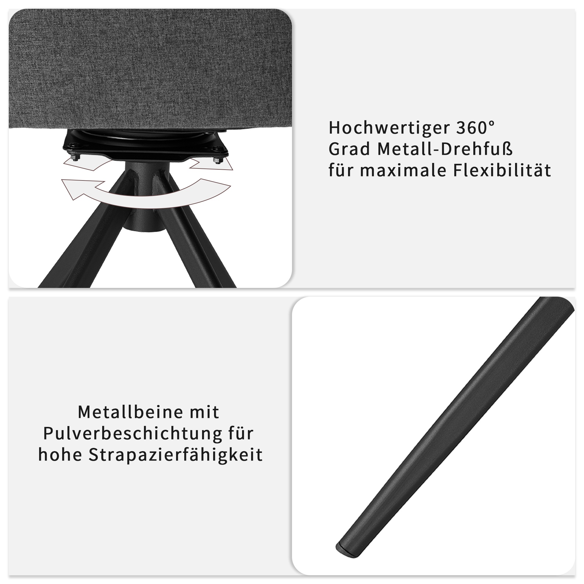 GOODproduct Drehstuhl »Amoreve« (Set) 2 Stk.hochwertiger Strukturstoff, ergonomisches Design, Metallgestell