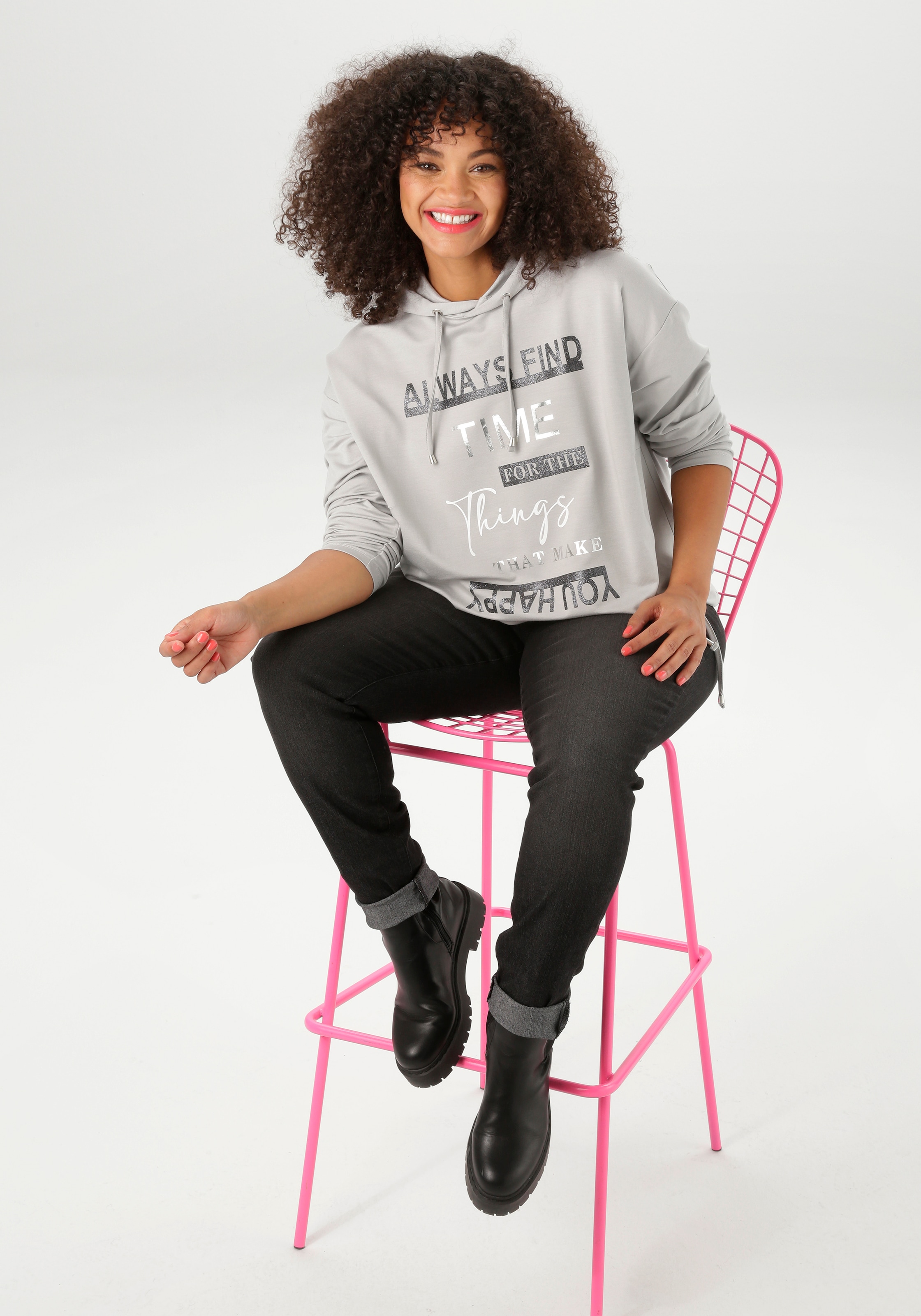 Aniston PLUS Kapuzensweatshirt, super bequeme Sweat-Qualität - NEUE KOLLEKTION