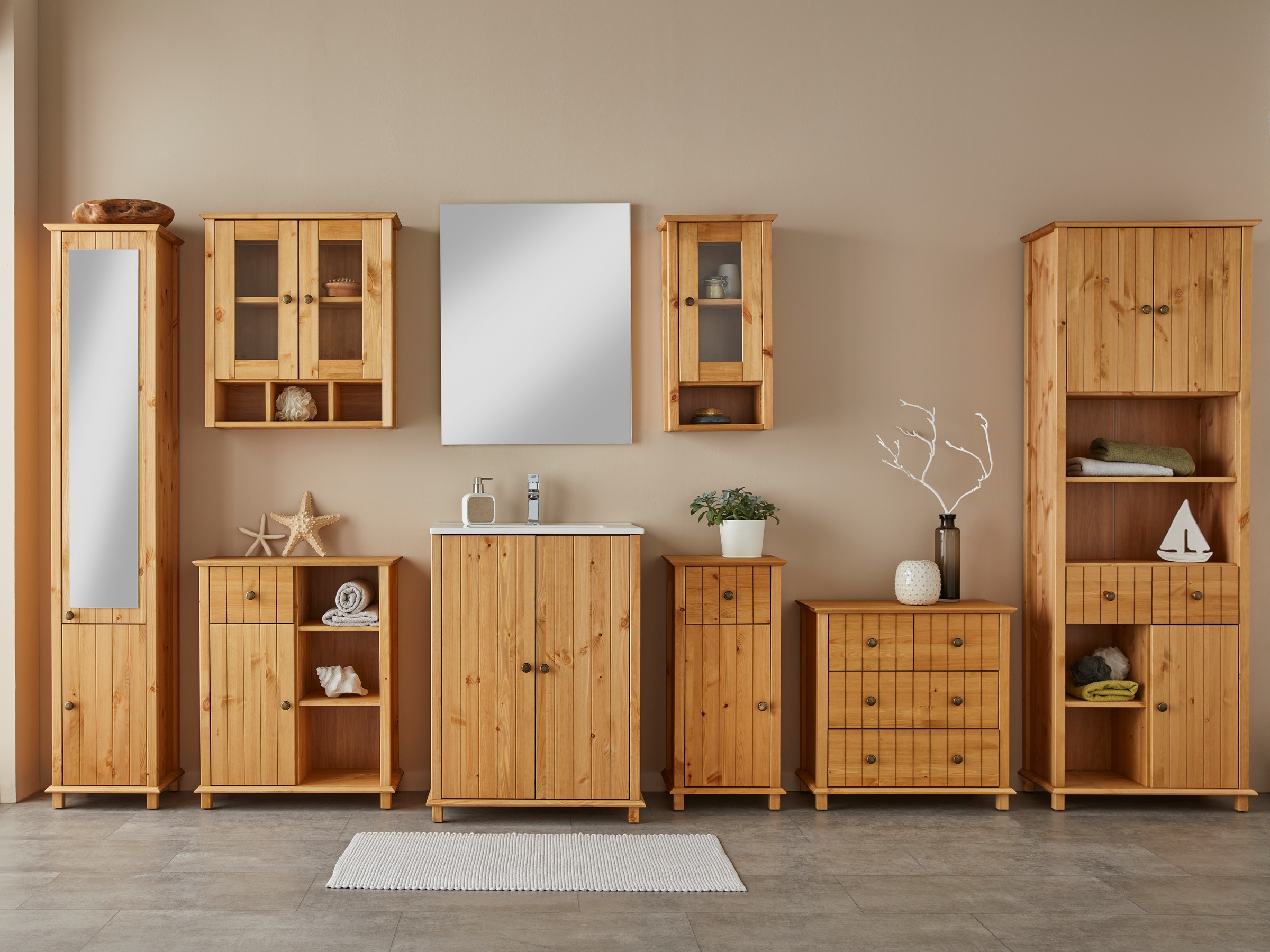 Home affaire Badkommode "Vili" Badezimmerschrank, Unterschrank, 4 Schubladen, aus Massivholz