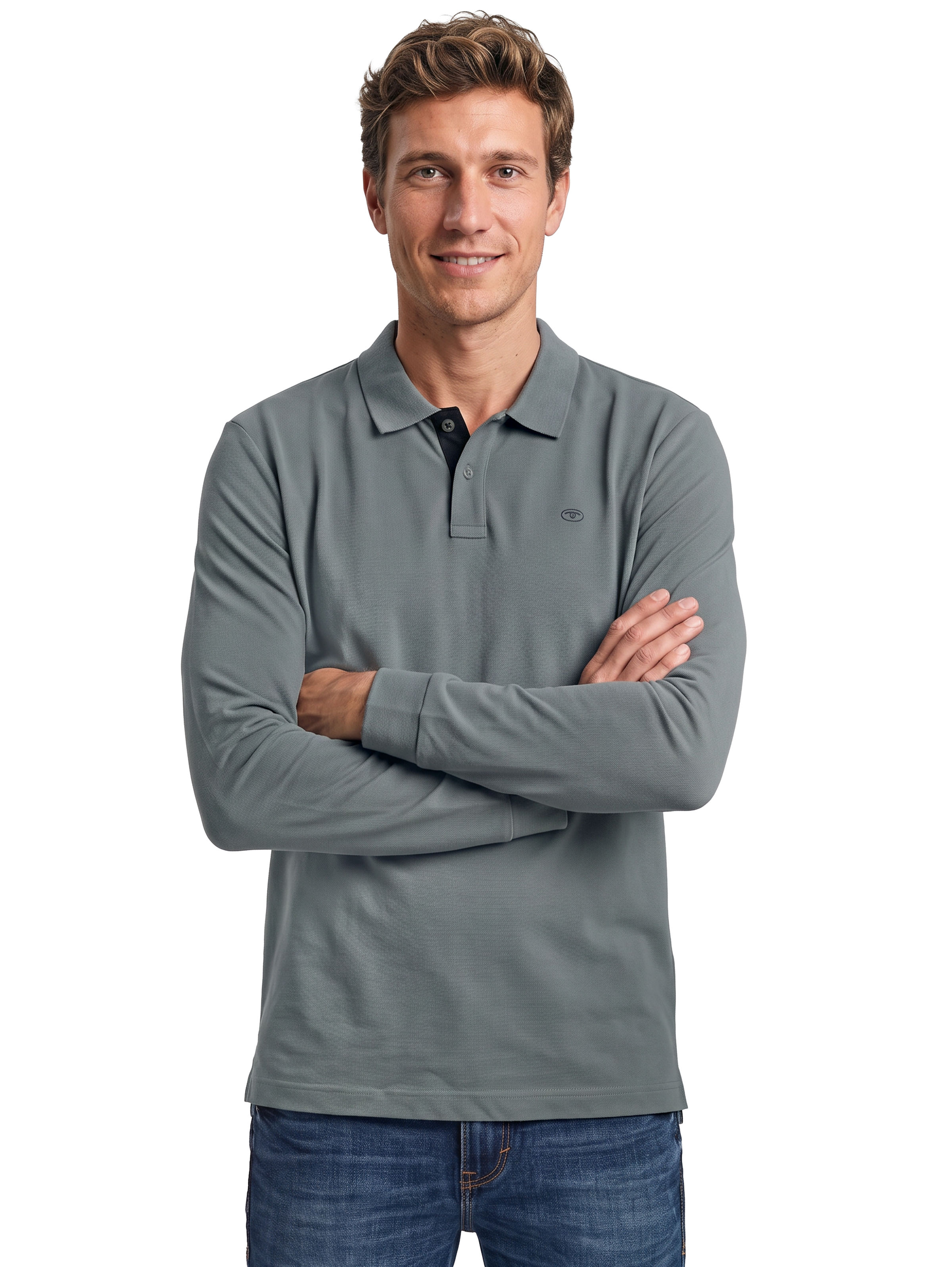 TOM TAILOR Polo à manches longues avec broderie du logo