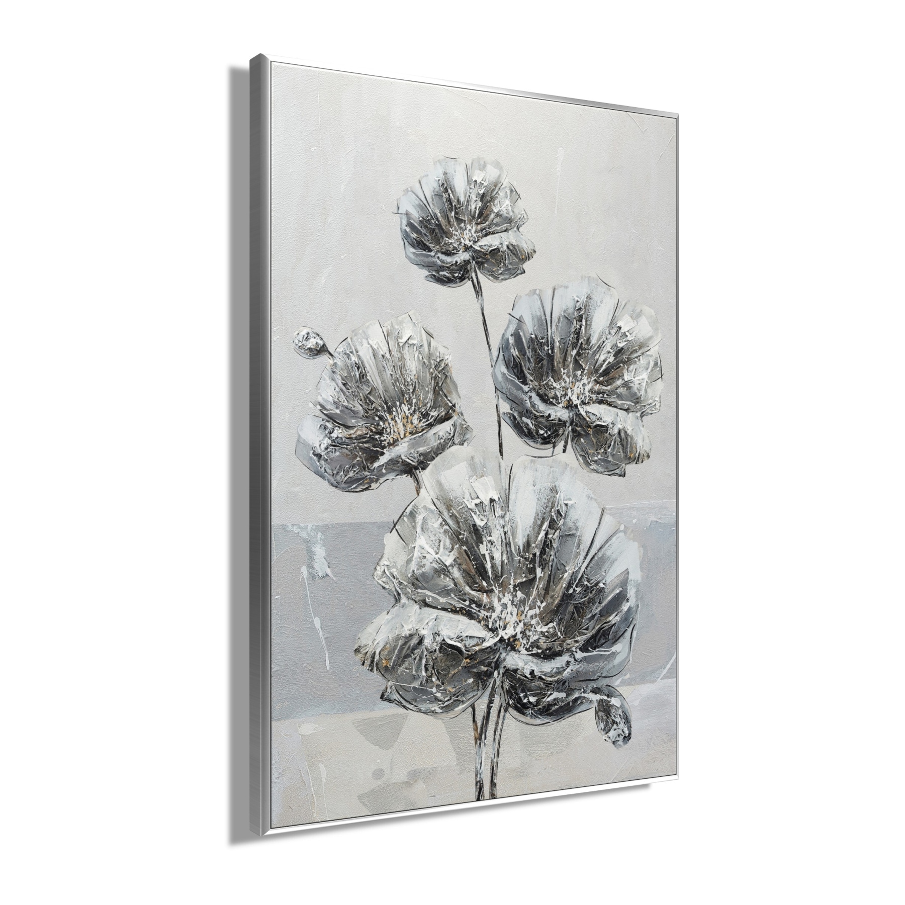 Bönninghoff Ölgemälde »handarbeit gerahmt BLUMEN 78x118 cm – Wandbild Deko modern« Blumen | Blumenbilder 1 Stk. tlg. handgefertigt, jedes Bild ein Unikat, Schattenfugenrahmen