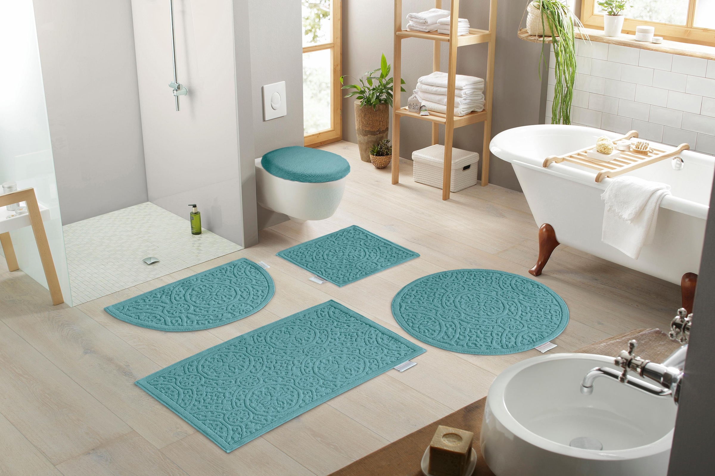 Guido Maria Kretschmer Home&Living Badematte »Garden Pastels«, rutschhemmend beschichtet, fussbodenheizungsgeeignet-schnell trocknend-strapazierfähig, Badteppich, Hoch-Tief-Effekte, auch als 2 tlg. Set erhältlich
