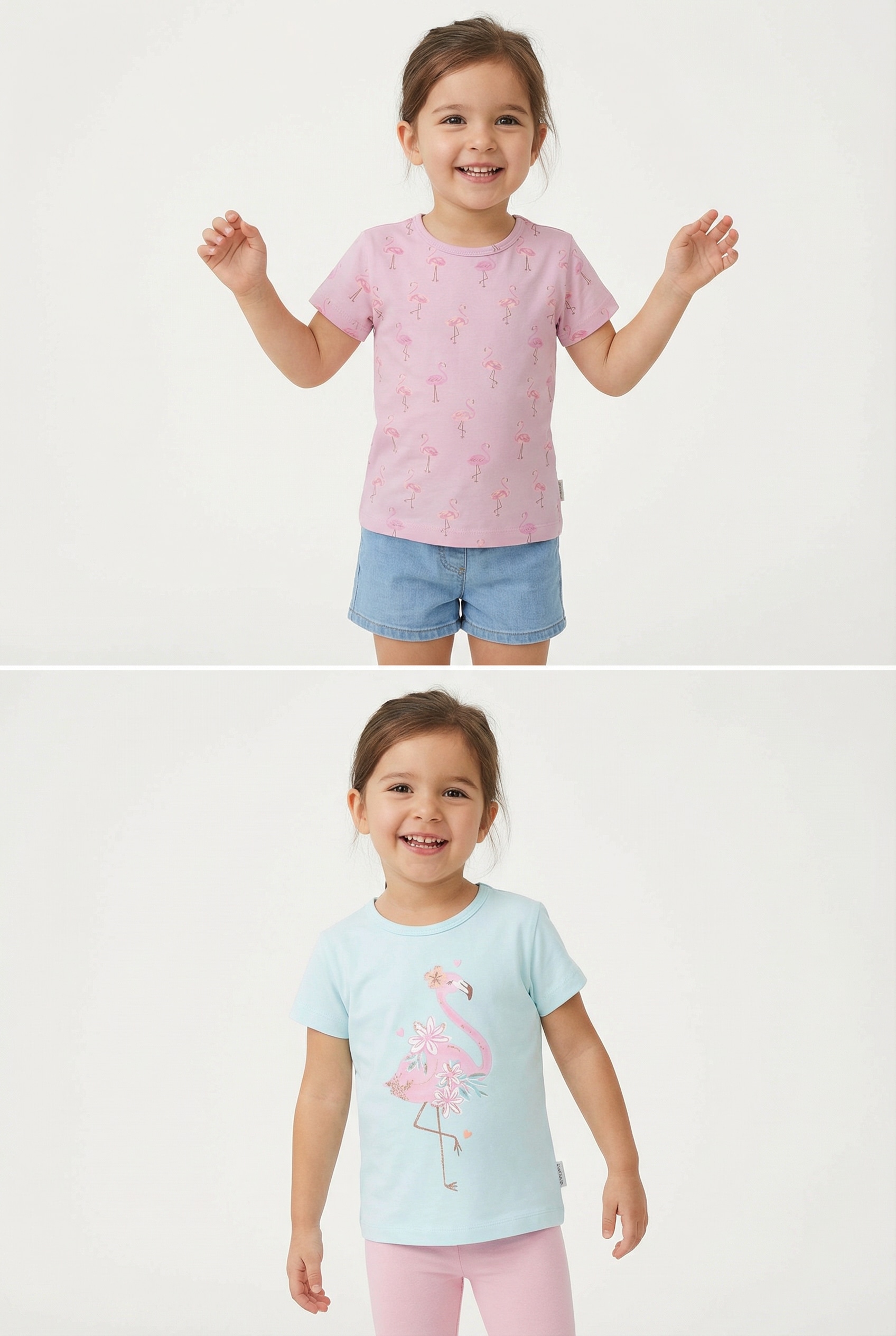 STACCATO T-shirt 2 pièces 2er Pack mit Flamingo-Motiven, Allover-Druck, für Girls