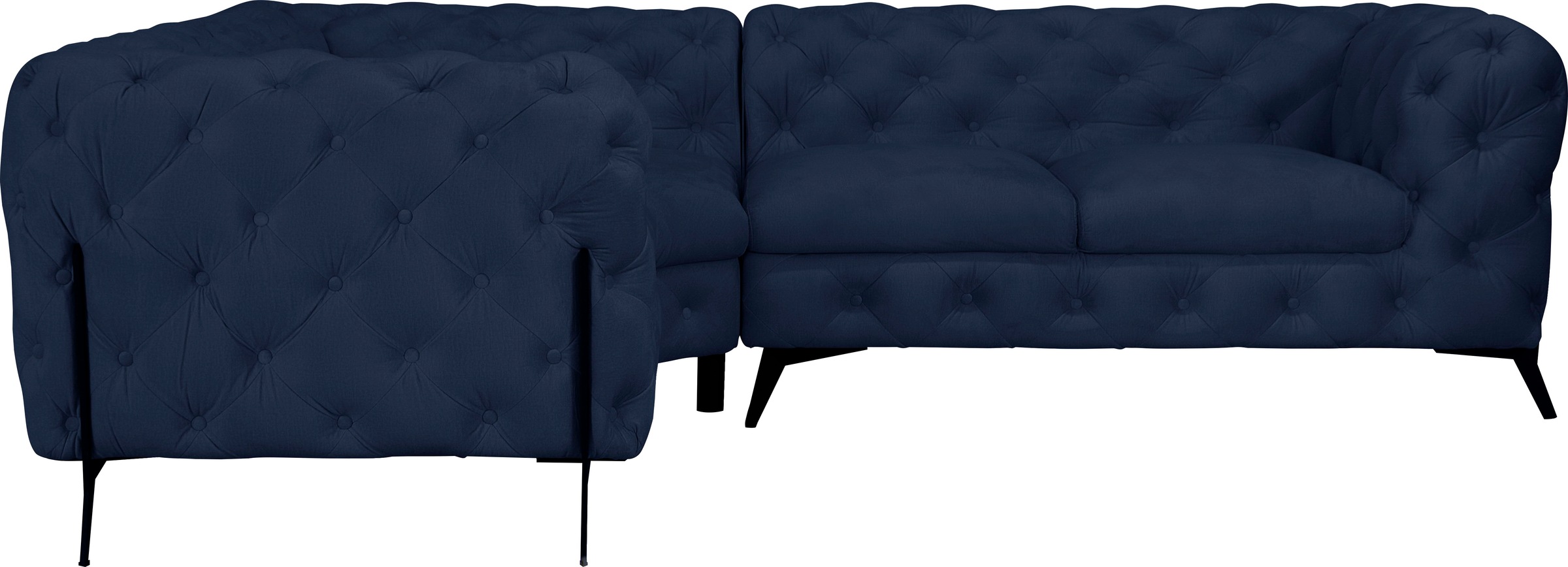 Leonique Chesterfield-Sofa »Amaury L-Form«, Chesterfield-Optik, Breite/Tiefe je 262 cm, Fussfarbe wählbar