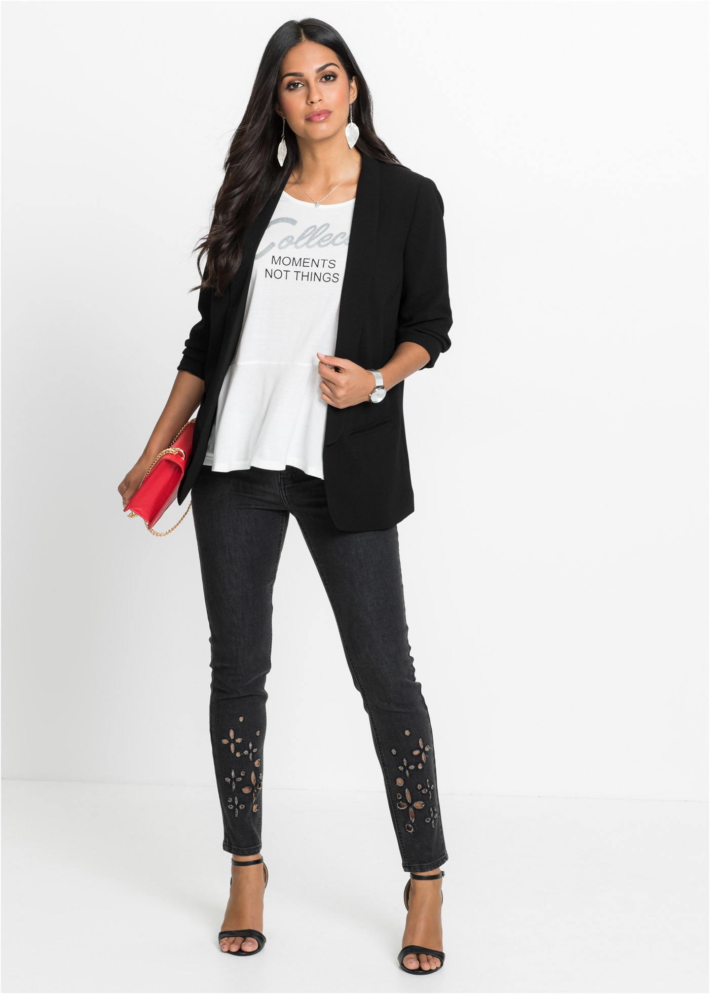 bonprix Longblazer 3/4-Ärmel, figurumspielend, leicht tailliert