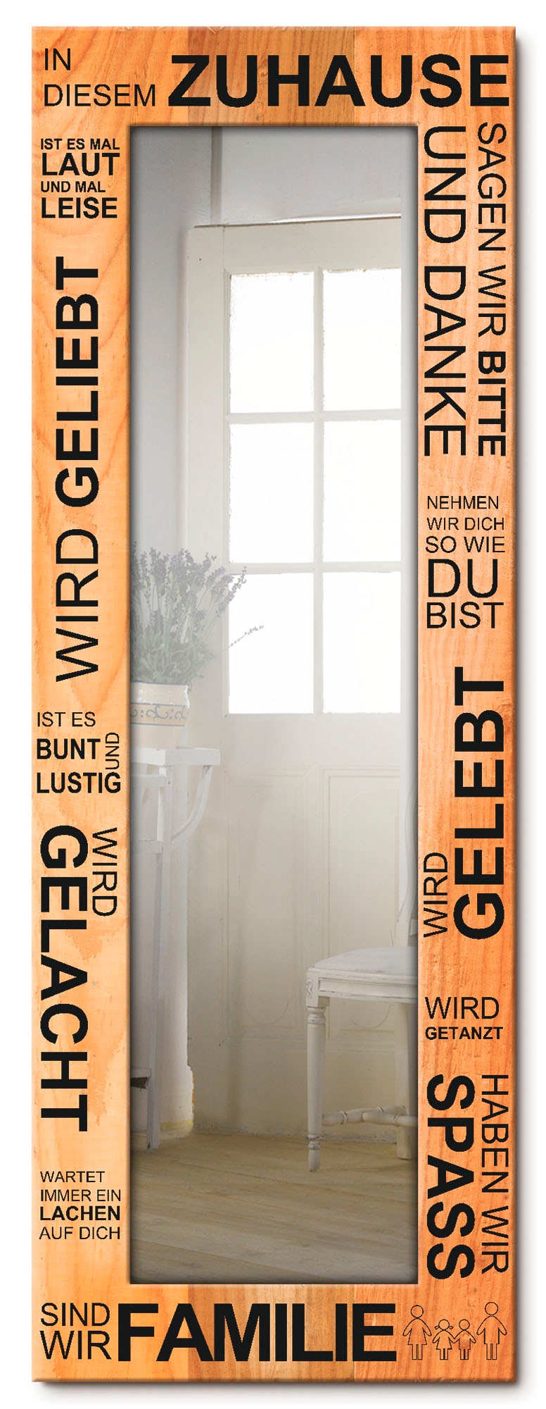 Image of Artland Dekospiegel »In diesem Zuhause - braun«, gerahmter Ganzkörperspiegel mit Motivrahmen, geeignet für kleinen, schmalen Flur, Flurspiegel, Mirror Spiegel gerahmt zum Aufhängen bei Ackermann Versand Schweiz