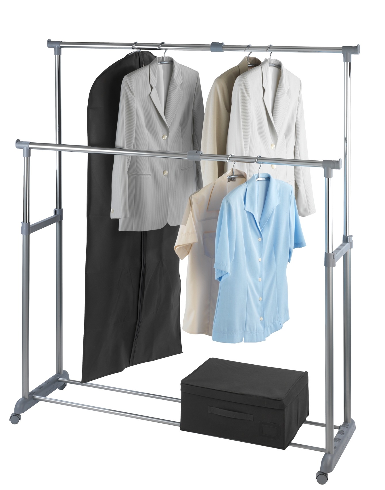 WENKO Kleiderständer »Modell Twin Bars«, Garderobenständer mit 2 Stangen, höhenverstellbar, mit 4 Rollen
