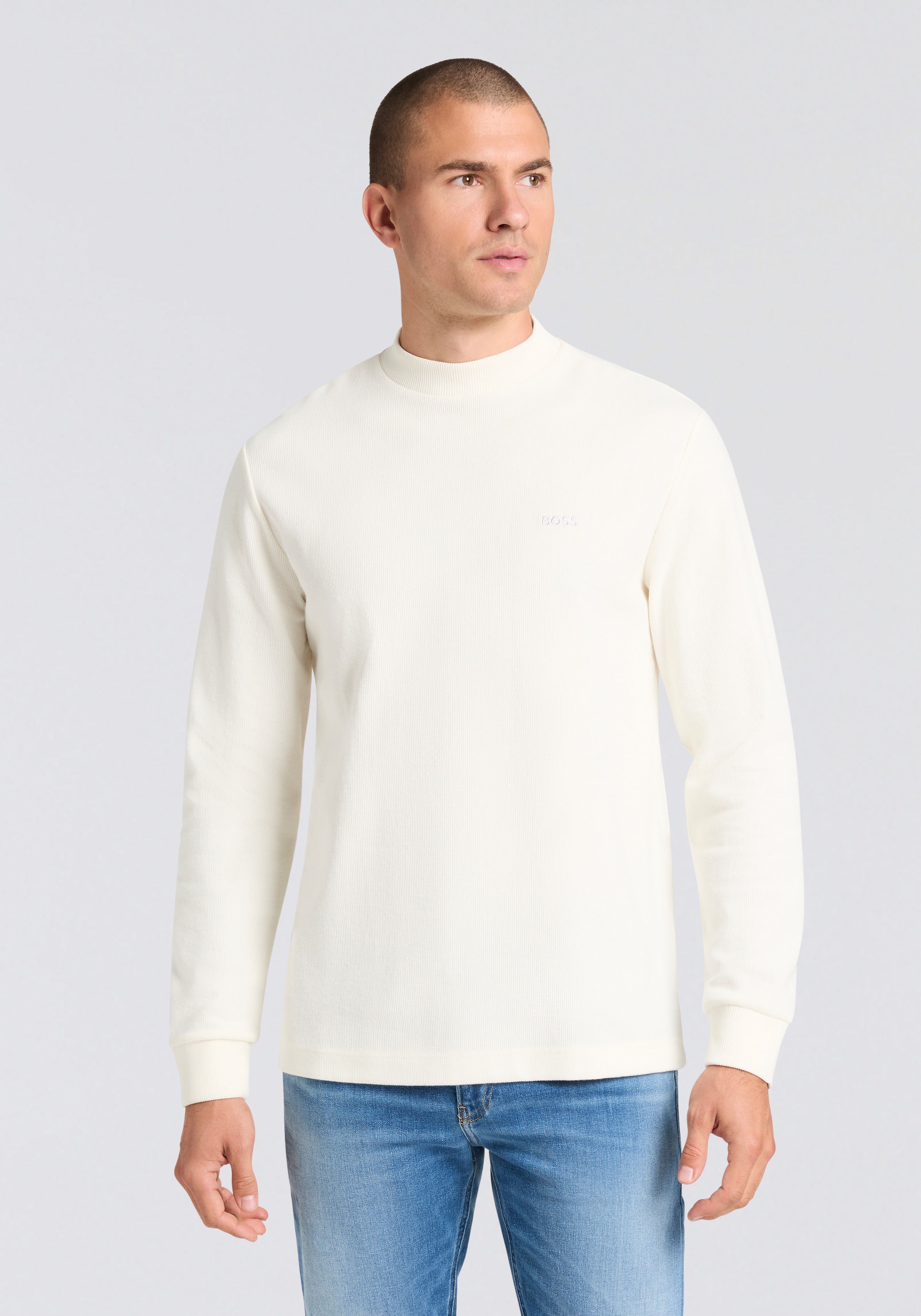 BOSS ORANGE T-shirt à manches longues »Te explorer« Rundhalsausschnitt, Saum- und Ärmelbündchen