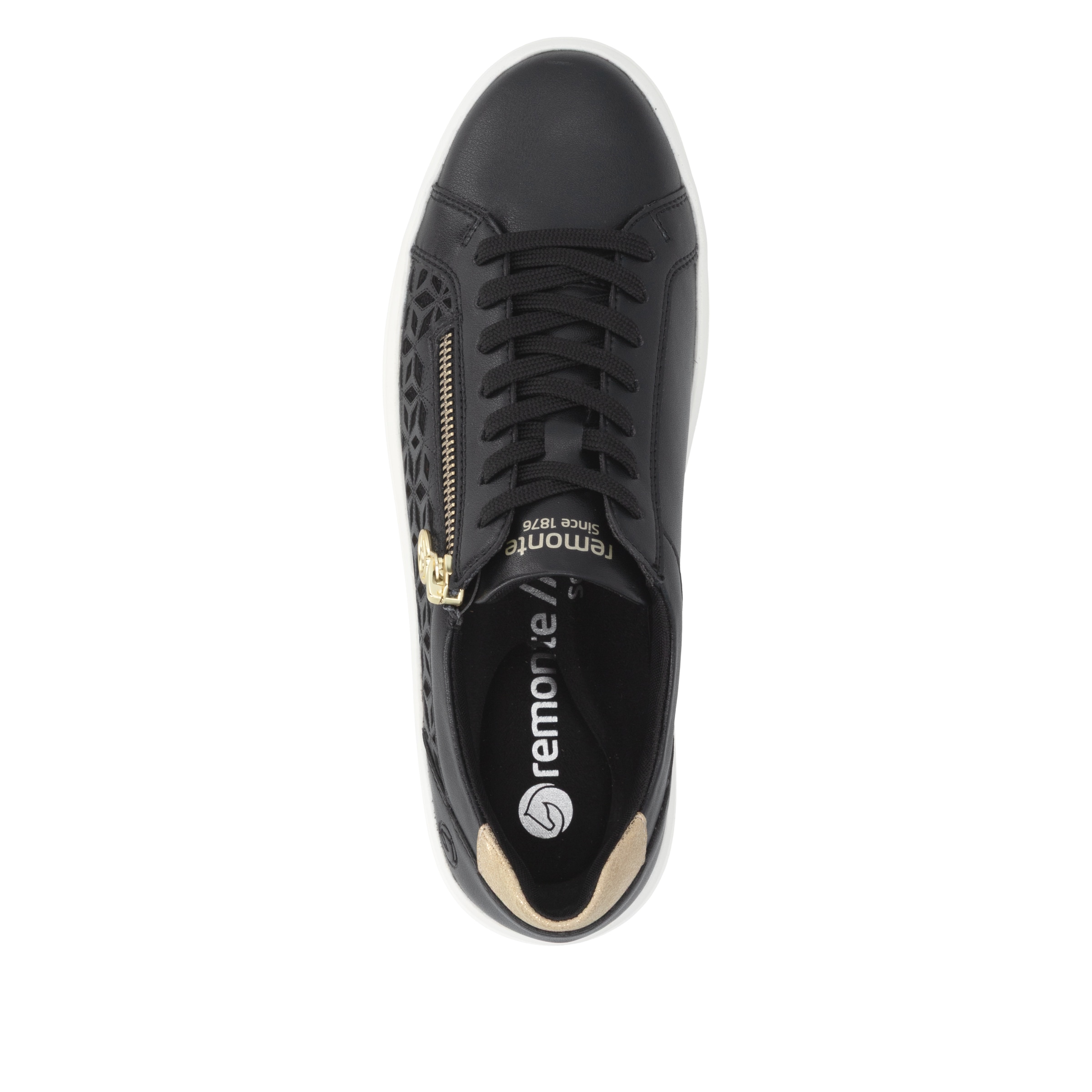Remonte Baskets à plateforme  chaussure basse, à lacets, avec perforations et fermeture éclair latérale