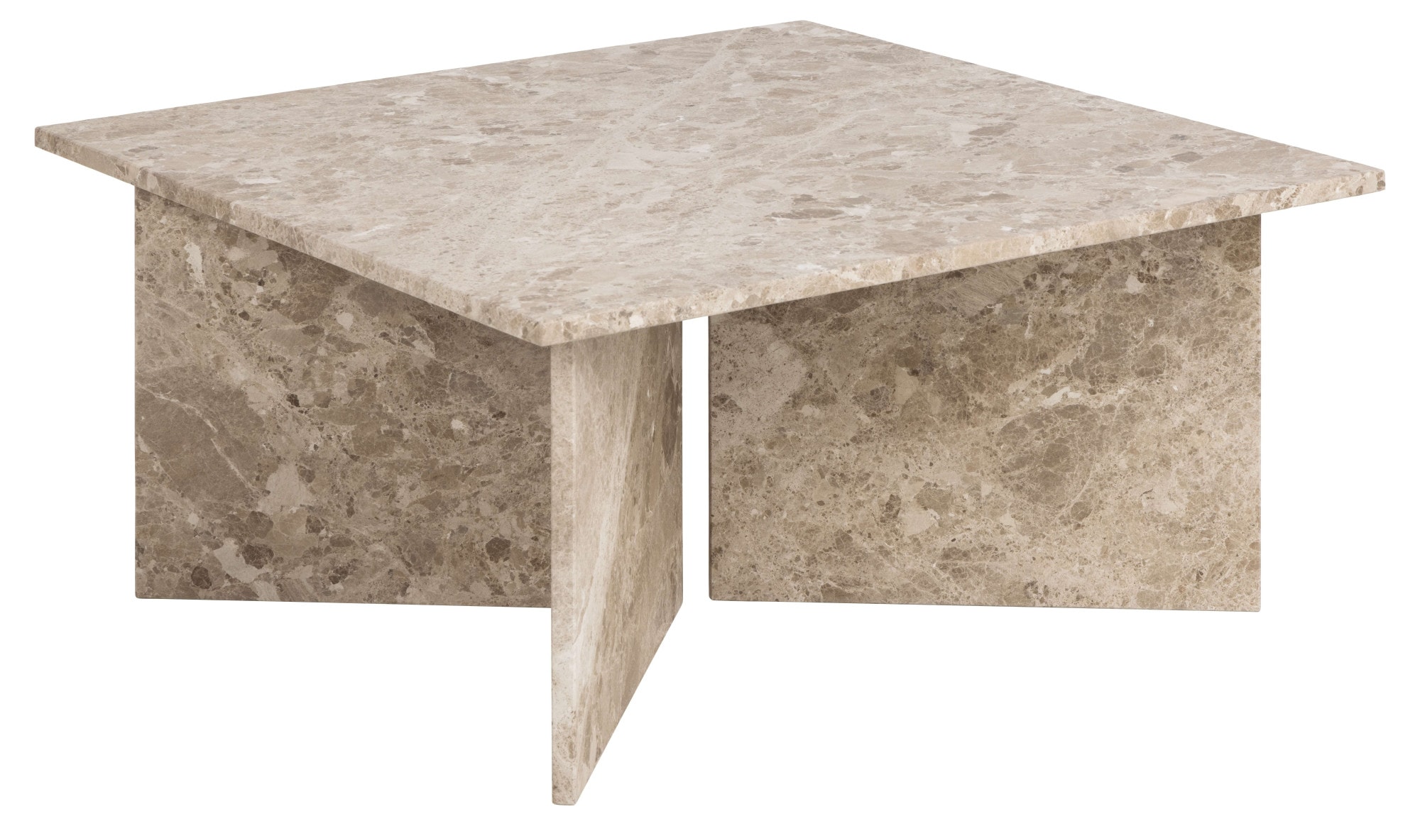ACTONA GROUP Couchtisch »Vega« Couchtisch,  V-förmig Gestell ,matt Latte lackiert Marmor, 90x90x42 cm
