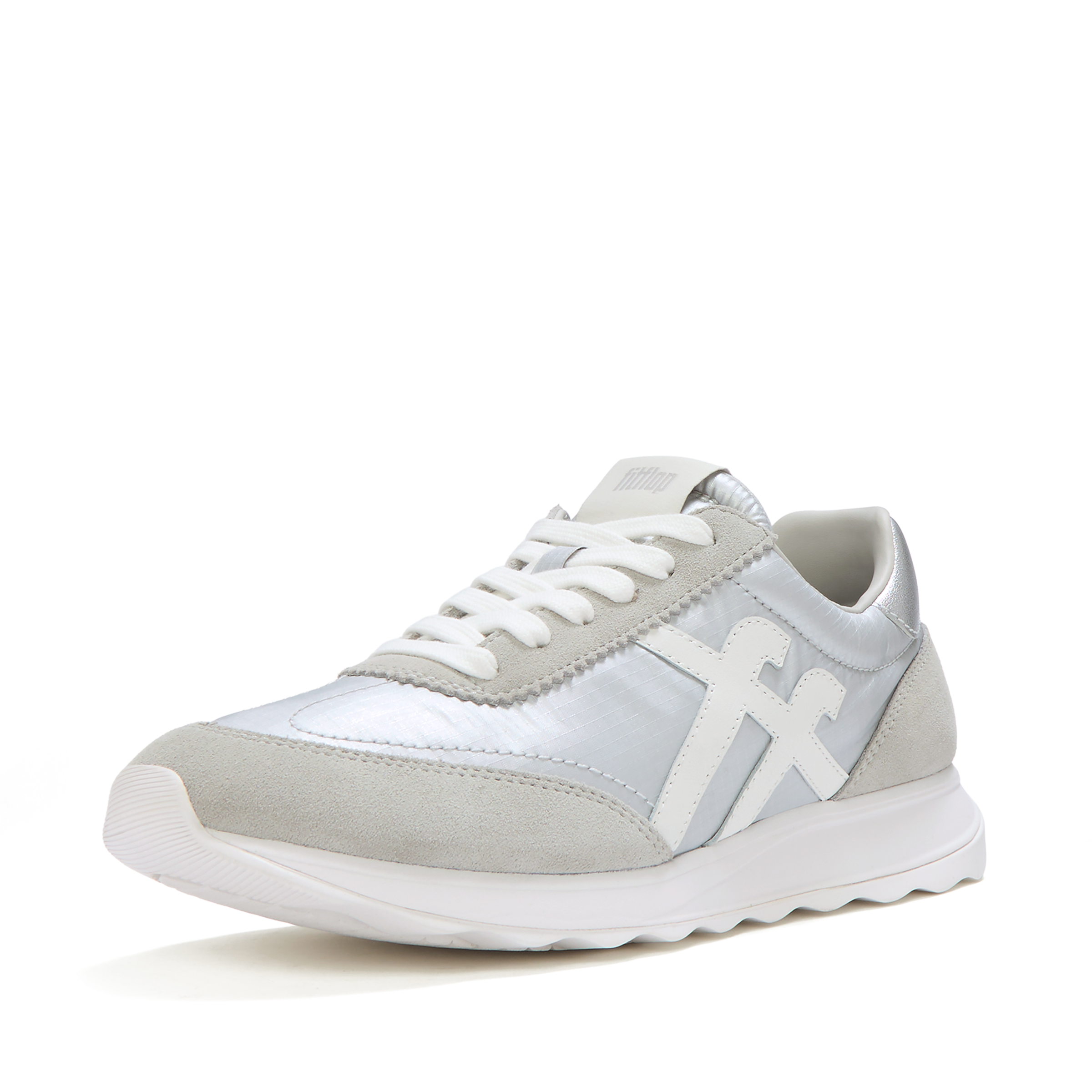 Image of Fitflop Sneaker "RETRO-Q FF METALLIC-FABRIC/SUEDE SNEAKERS" Freizeitschuh, Halbschuh, Schnürschuh mit Low Profile Sohle