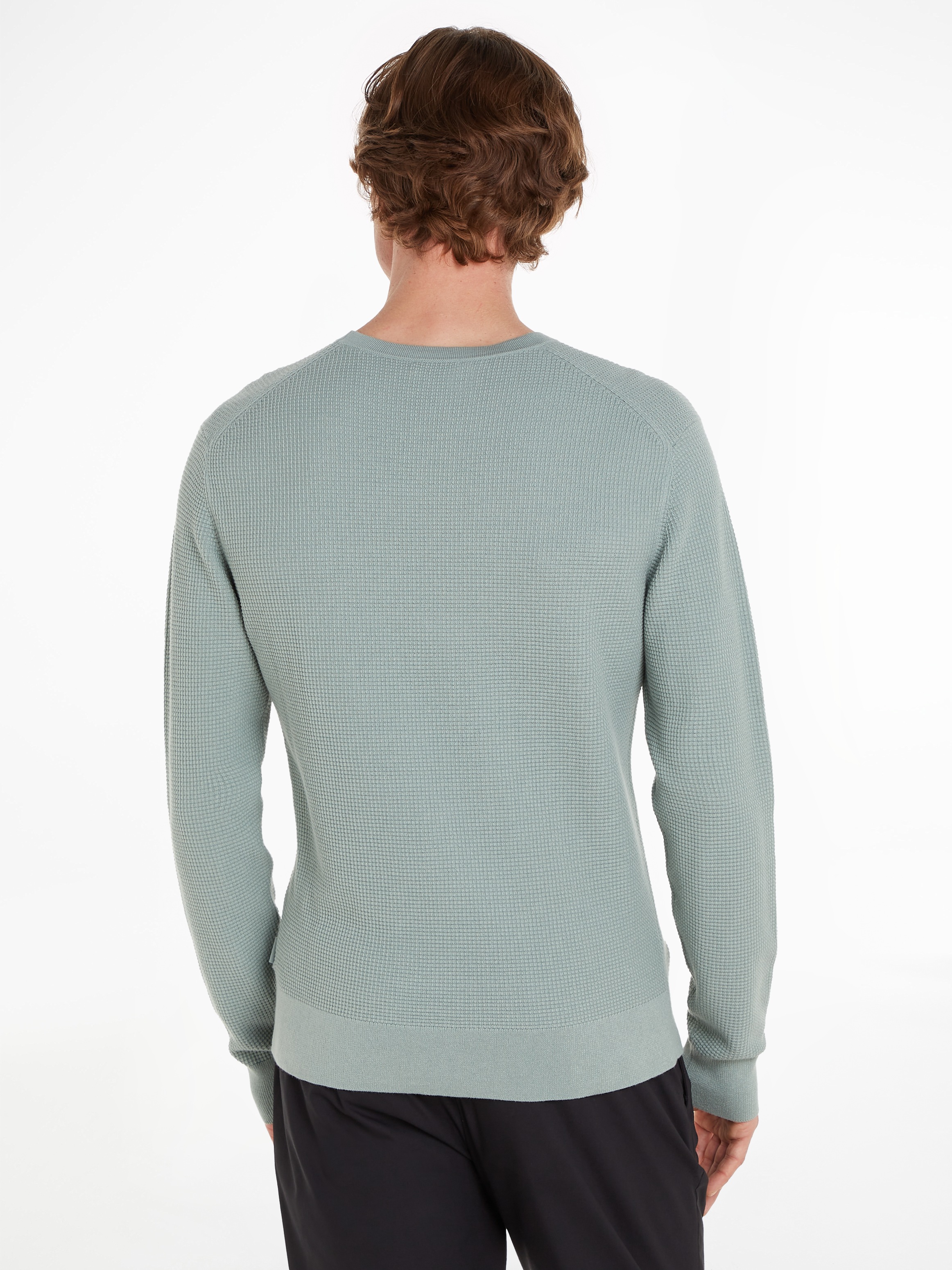 Calvin Klein Rundhalspullover »WAFFLE STRUCTURE SWEATER«, mit Markenlabel