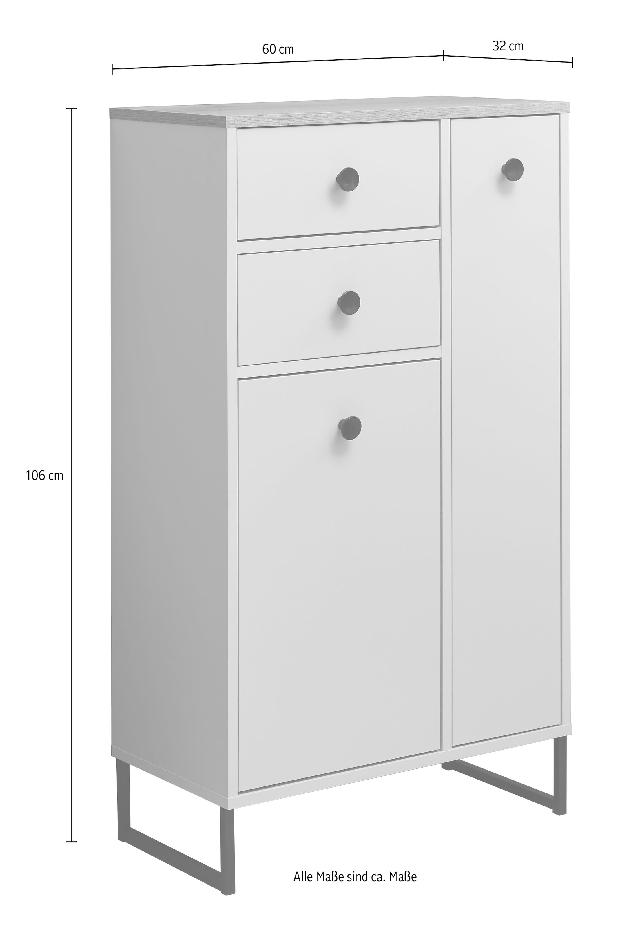 BASIC by Balculina Armoire intermédiaire »Linea« 1 cuis tlg. Largeur 38cm, pieds profilés en U, tiroir sous plan
