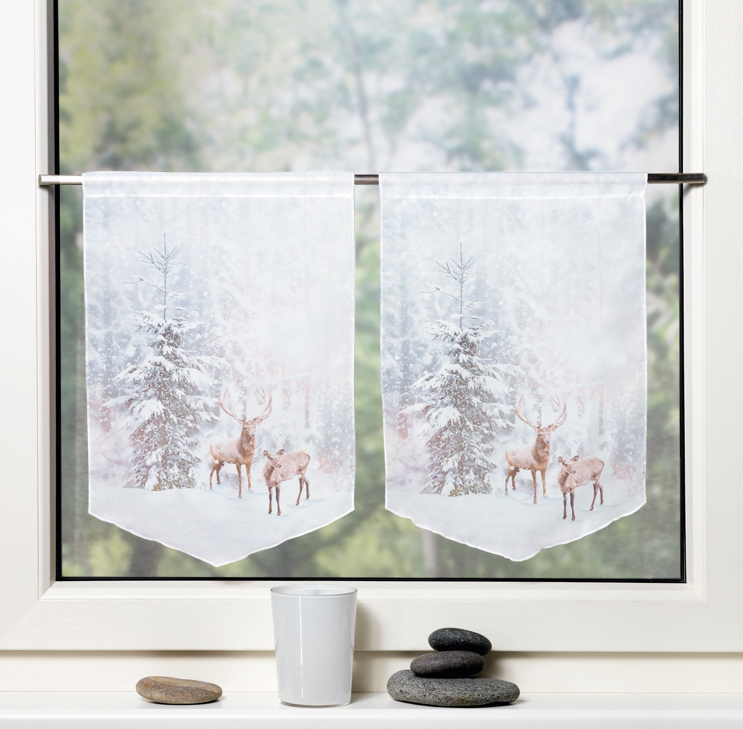 Image of HOME WOHNIDEEN Vorhang »HIRALIA«, (2 St.), Fensterbilder Voile digital bedruckt bei Ackermann Versand Schweiz