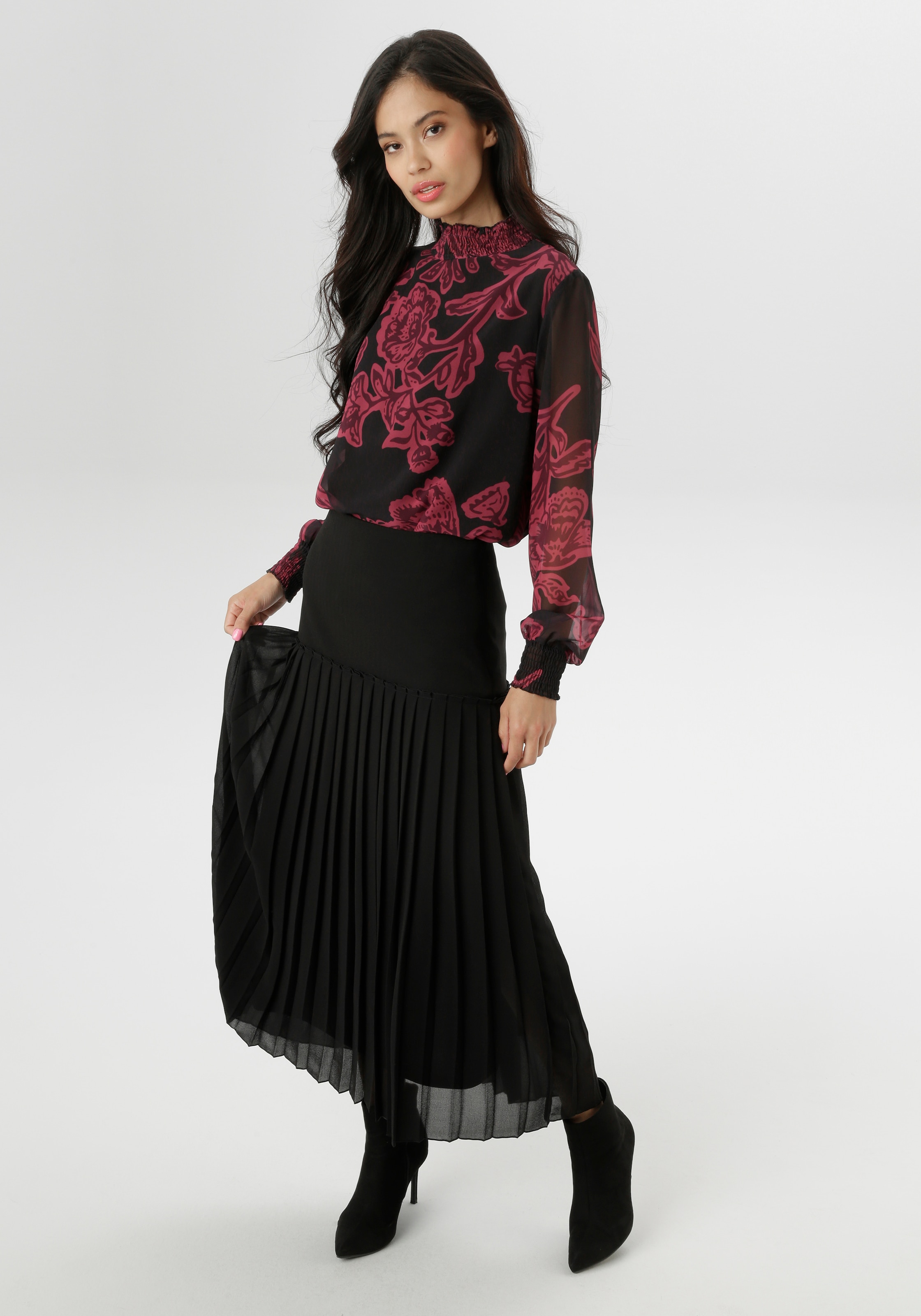 Aniston SELECTED Plisseerock, aus edlem Chiffon - NEUE KOLLEKTION