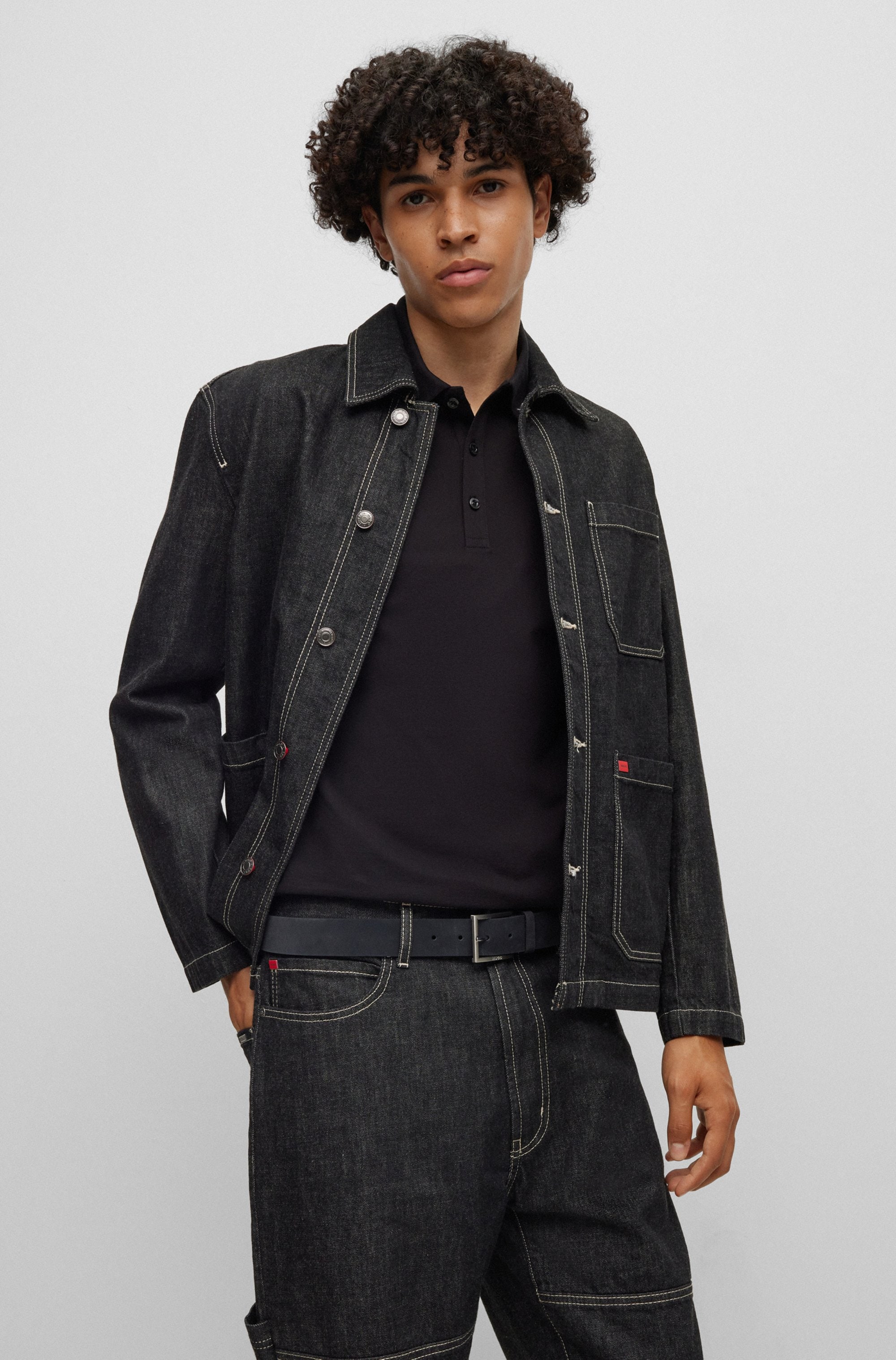 HUGO Ceinture en cuir »Mirto_Sz35« aus Veloursleder mit Logo-Gravur auf der Dornschliesse