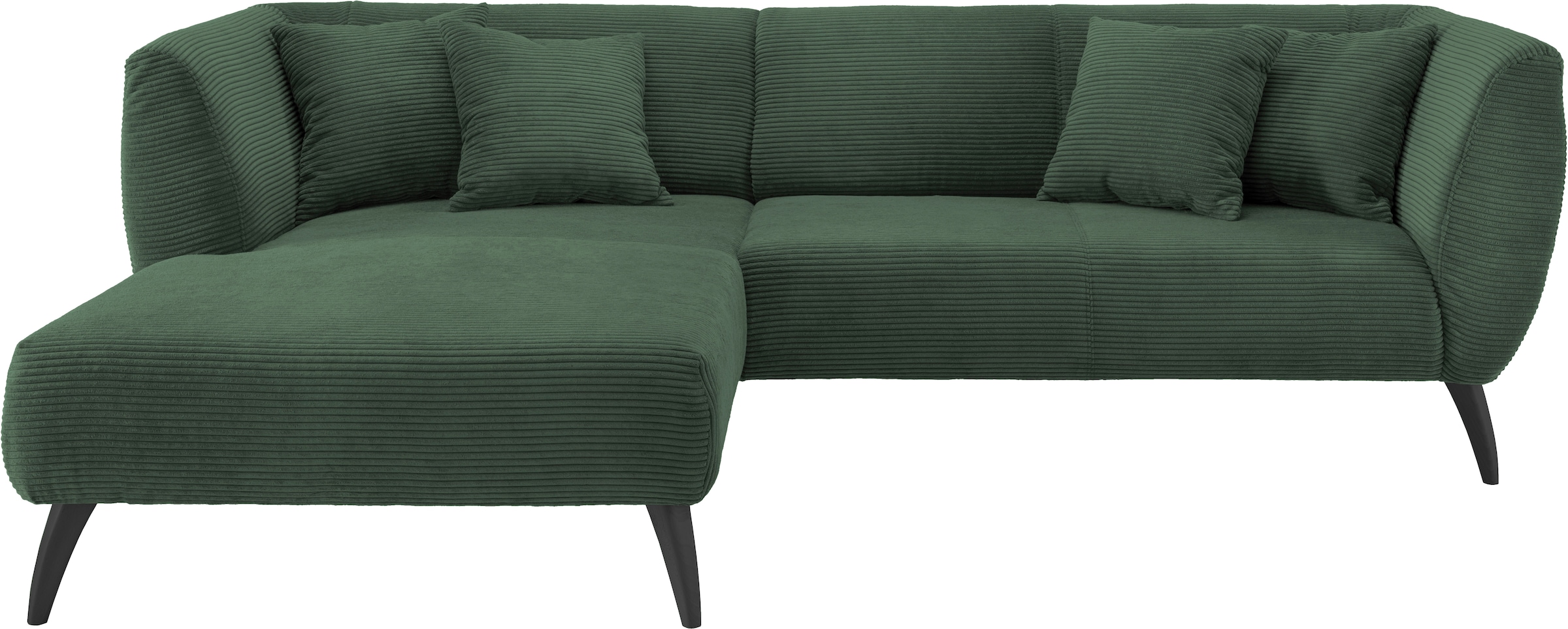 INOSIGN Ecksofa »Colori L-Form«, Holzfussfarbe wählbar, inkl. 4x Zierkissen