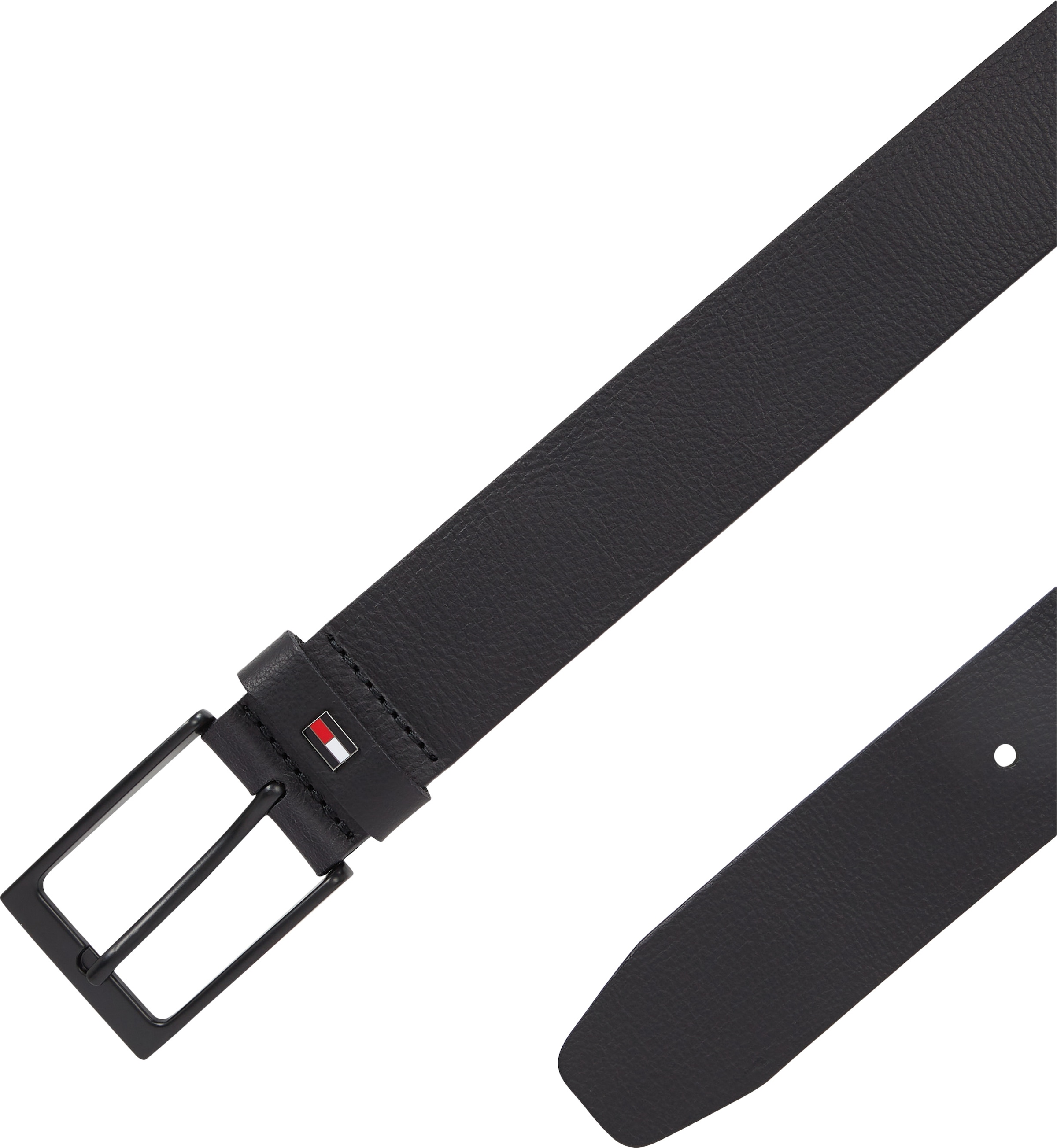 Tommy Hilfiger Ledergürtel »LAYTON 3.5«, Metallpatch, Einfachdornschliesse