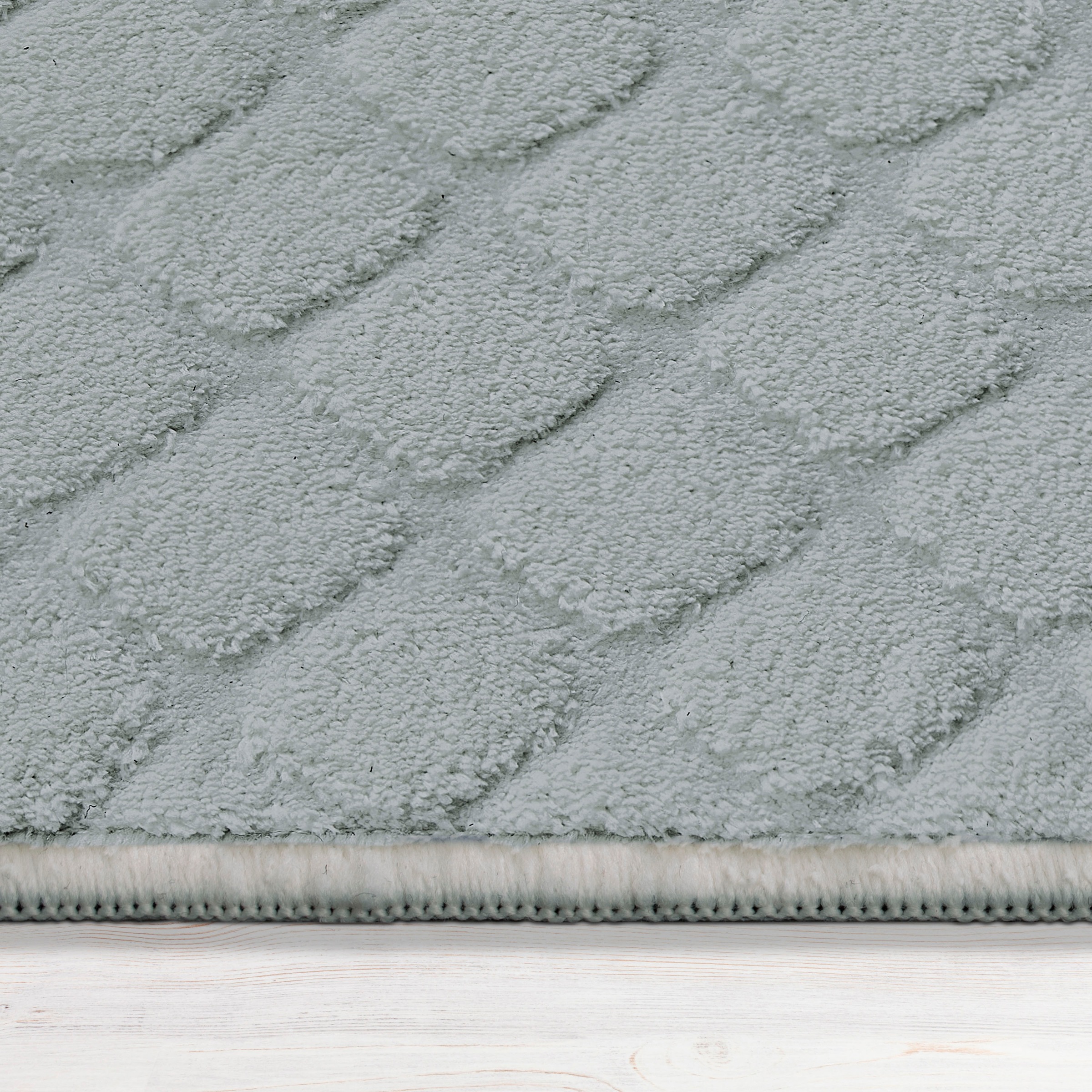 Paco Home Teppich »Rotterdam 591«, rechteckig, 4 mm Höhe, Kurzflor, Uni Farben, Rauten Muster, 3D Effekt, weich & kuschelig