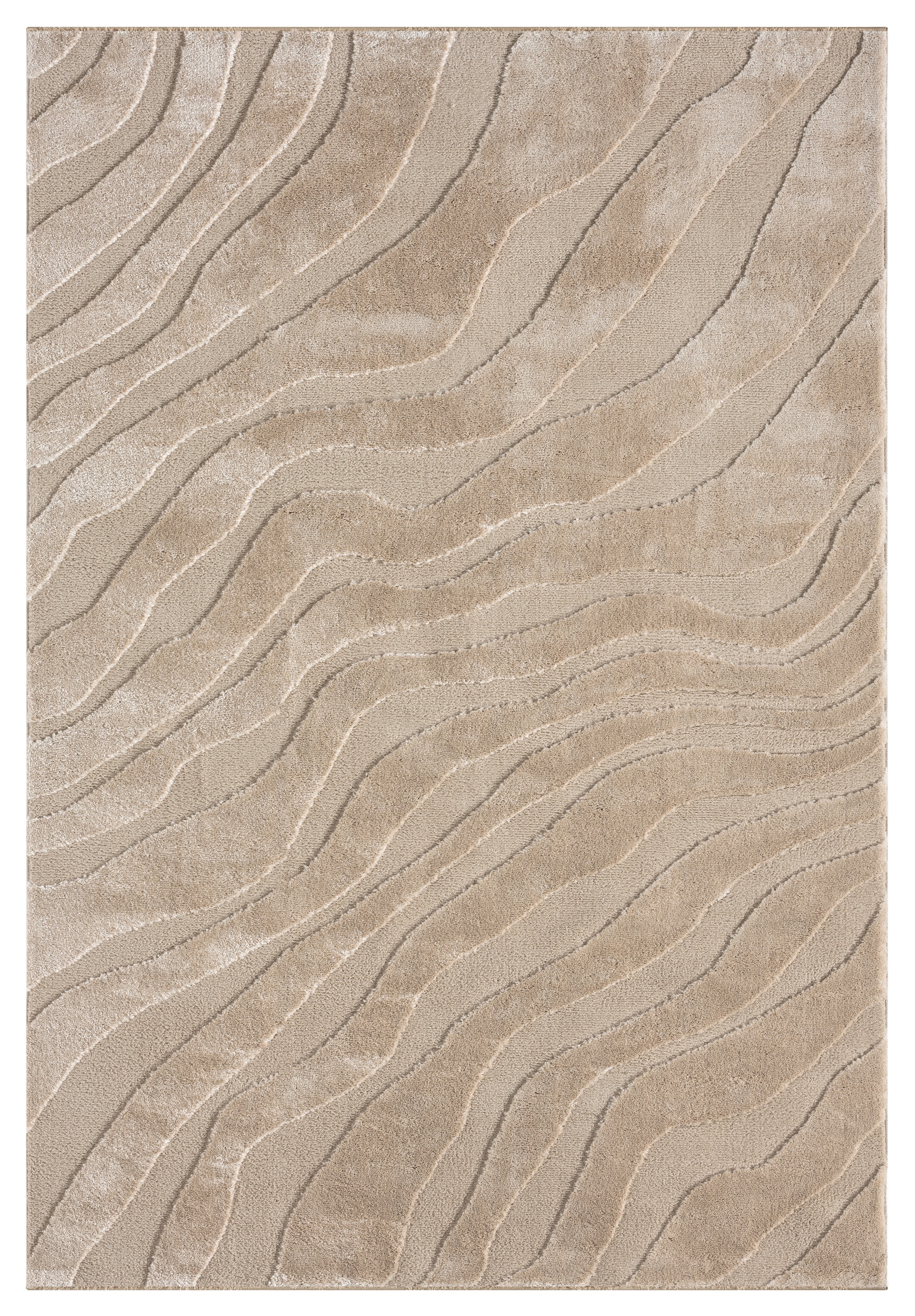 GOODproduct Teppich »Benia, Hoch-Tief-Struktur« rechteckig 19 mm Höhe Wellen-Design, leichter Glanz, modern, Wohnzimmer, Schlafzimmer