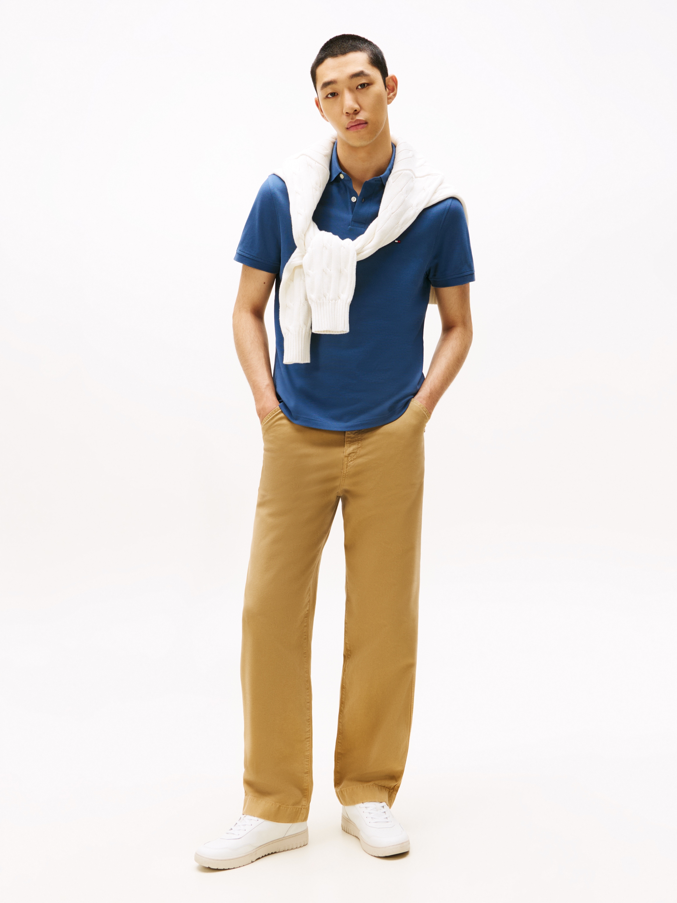 Tommy Hilfiger Polo »1985 REGULAR POLO mit Kontraststreifen und Knopfleiste« unifarben, sportlich, regular fit, Baumwollmix, Polokragen