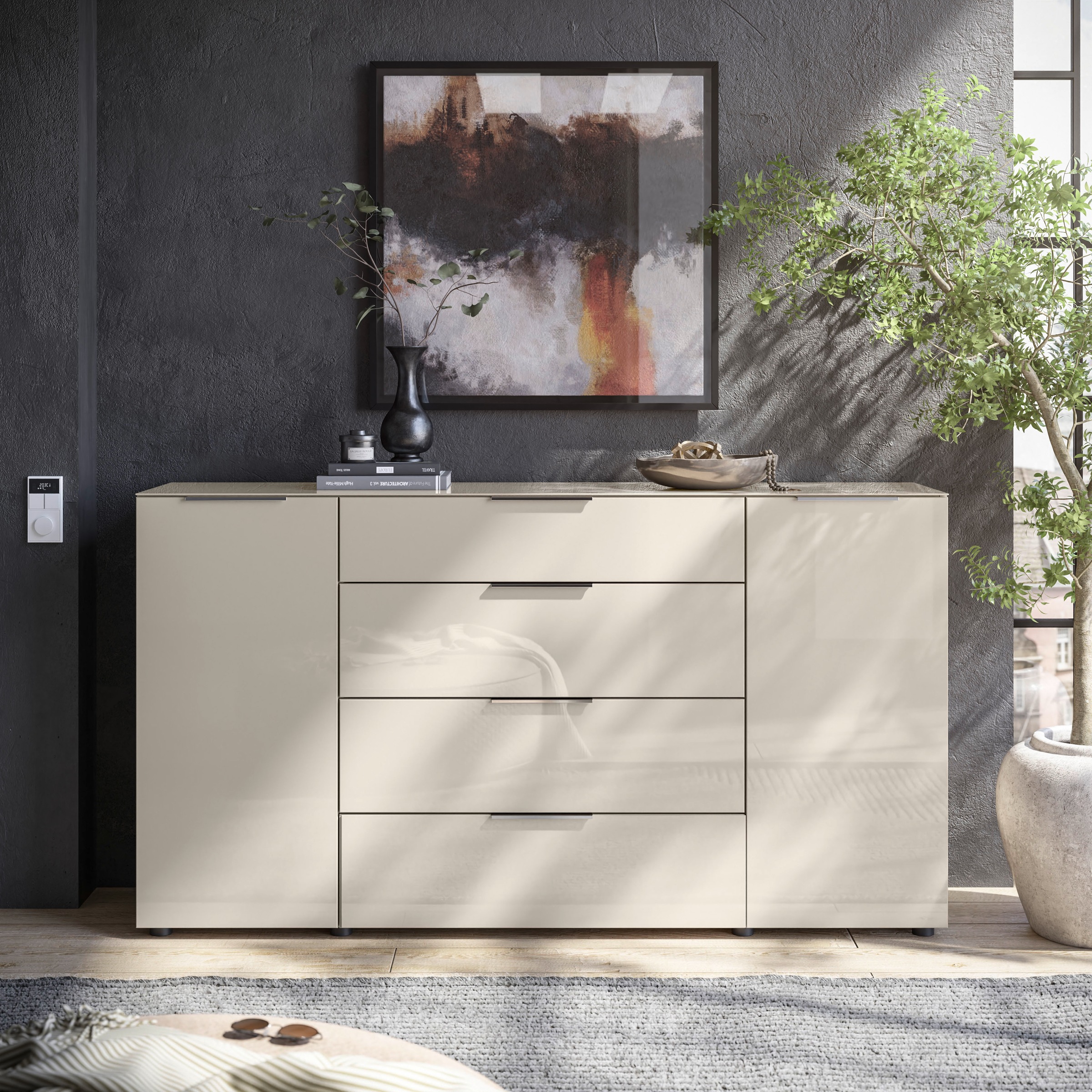 Image of HBZ Kommode "Santorin, BxHxT 180x99x40 cm" 1 Stk. tlg. Breite 180cm, Softclose für Türen und Schubkästen, Melaminbeschichtung
