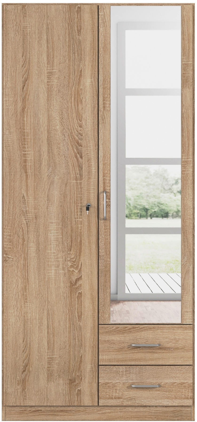 rauch Kleiderschrank »Schrank Garderobe Garderobenschrank Putzschrank Wäscheschrank BERGHEIM« Breiten 91/136/181 cm, Höhe 197 cm,  2 Aussenschubladen, Tür/en abschliessbar je 2 Schlüssel MADE IN GERMANY