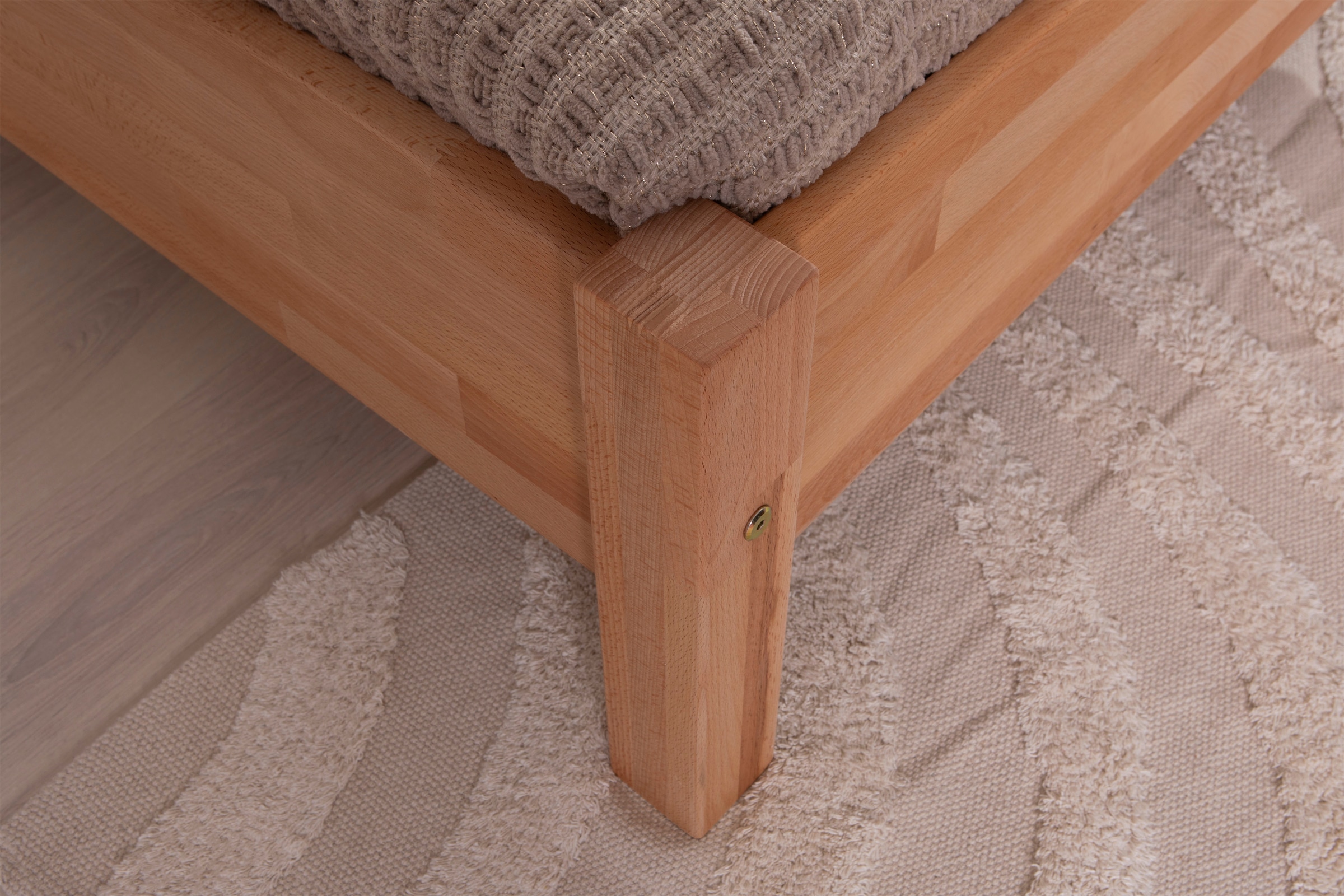 Ticaa Massivholzbett »Merci«, Doppelbett, aus Buche Massivholz, inkl. Rollrost