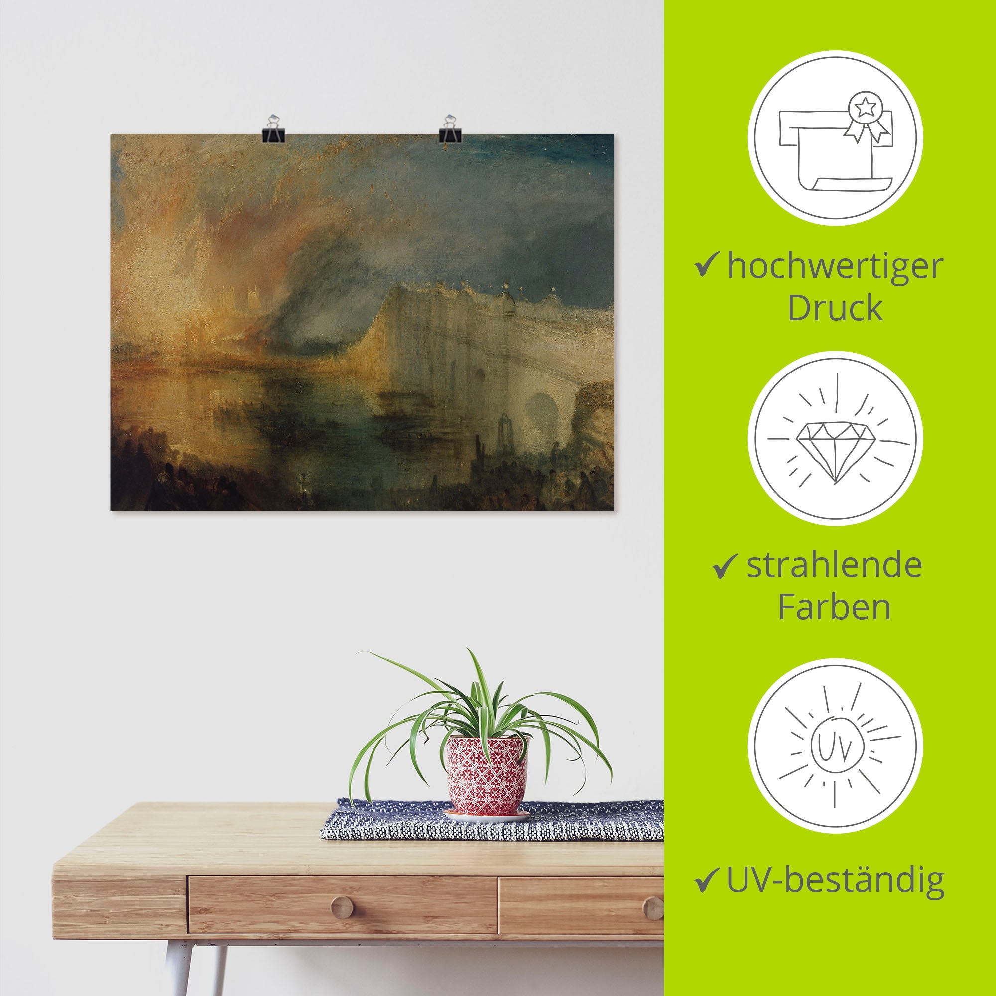 Artland Kunstdruck »Der Brand des Parlamentsgebäudes.«, Brücken, (1 St.), als Leinwandbild, Wandaufkleber oder Poster in versch. Grössen