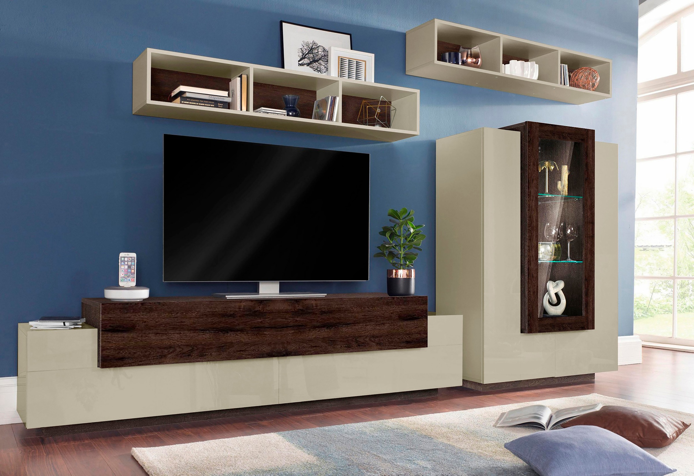 Image of Tecnos Wohnwand »ASIA«, (Set, 4 St.), Front/ Korpus sand Hochglanz bei Ackermann Versand Schweiz