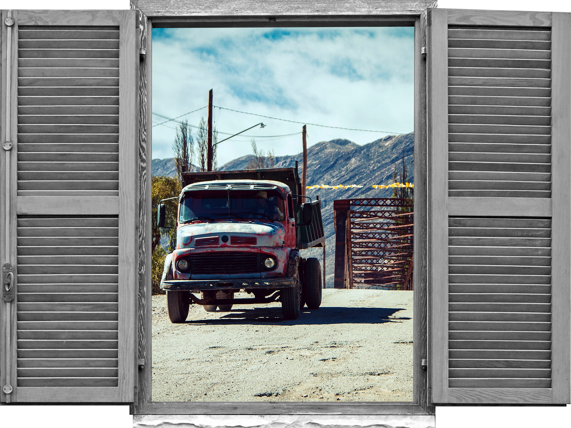 Image of queence Wandtattoo "LKW" Wandsticker, Wandbild, selbstklebend, 3D, Fenster