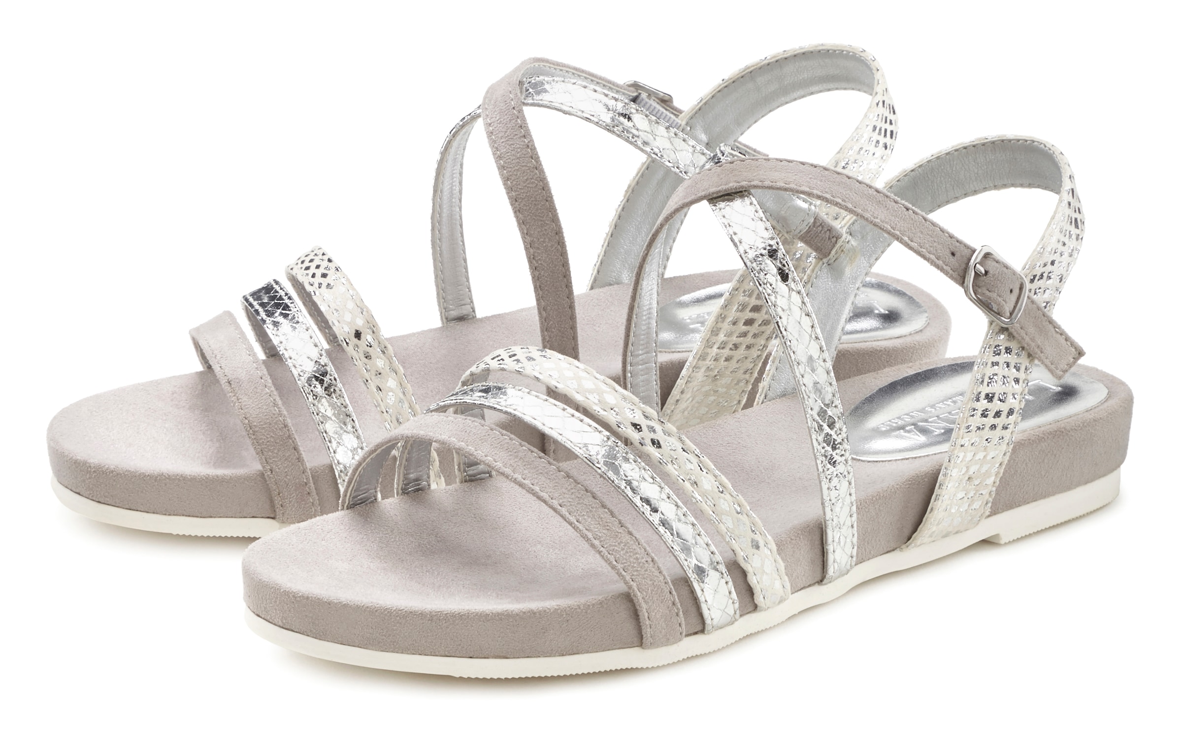 Image of LASCANA Sandale "Sommerschuh" Sandalette, Sommerschuh mit Metallic-Optik VEGAN