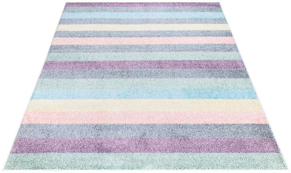 Carpet City Teppich »YOUNG955«, rechteckig, 11 mm Höhe, Bunter Kinderteppich mit Streifen-Muster