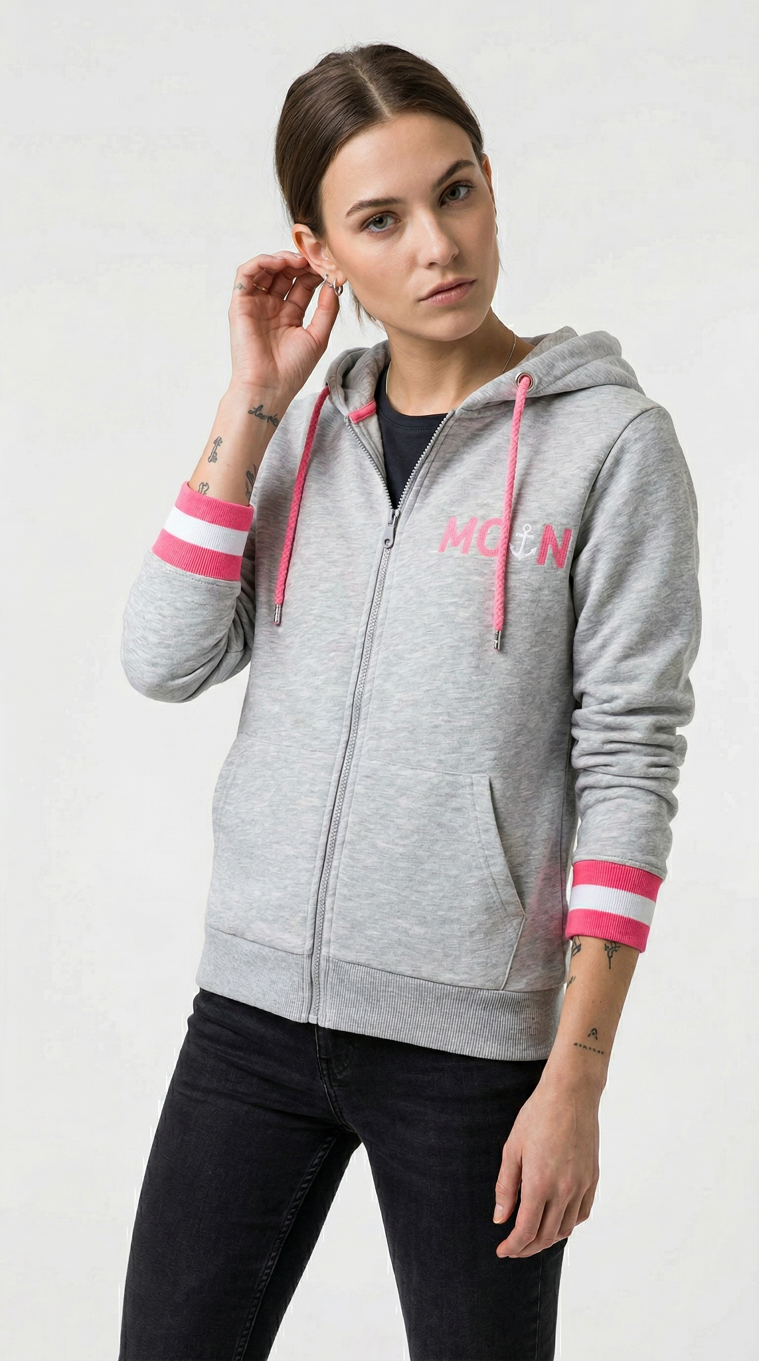 Zwillingsherz Sweat à capuche »"Rahel"« Langarm, Kapuze, Reissverschluss, modisch, Schriftzug, Taschen