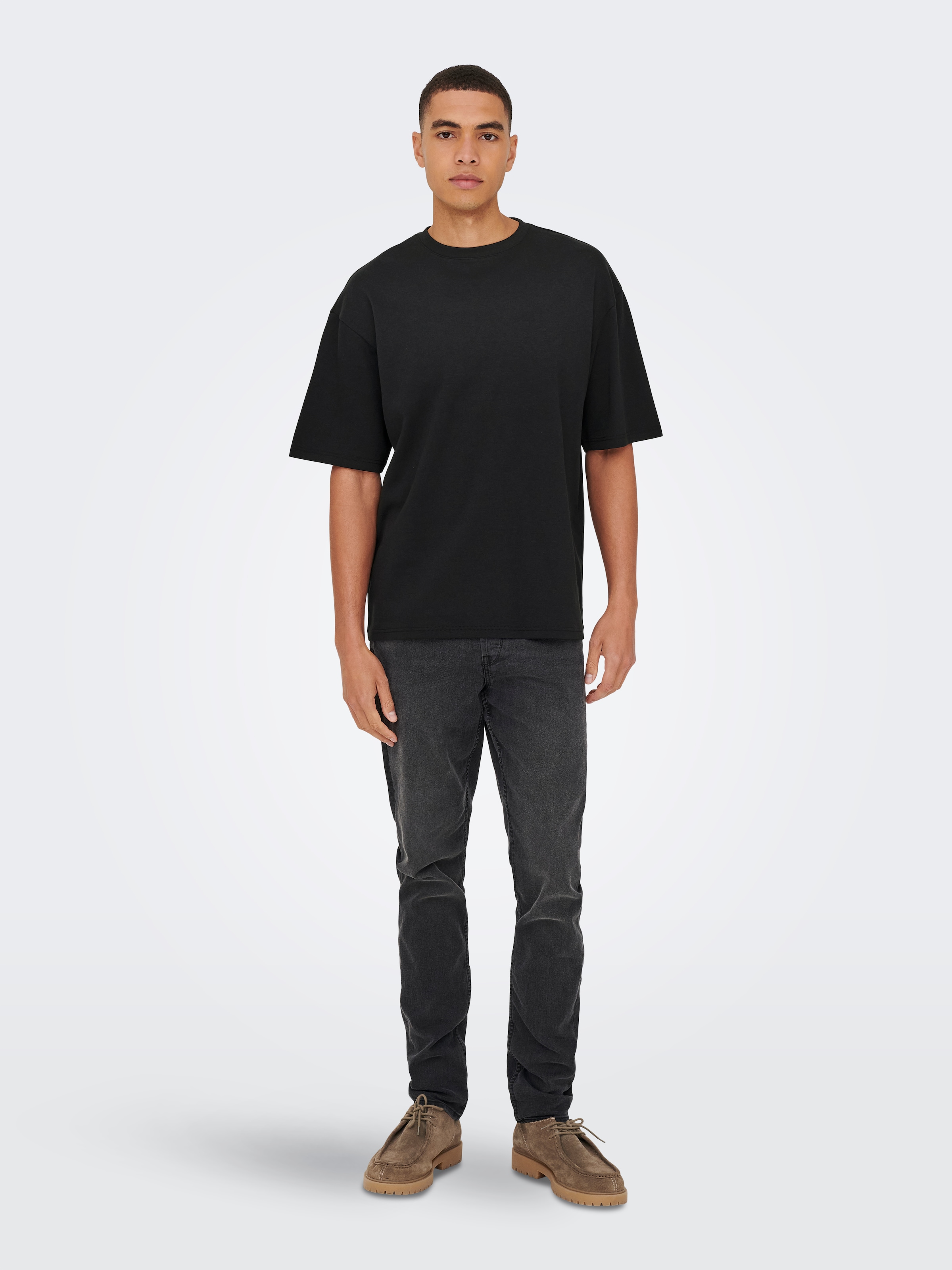 ONLY & SONS Shirt à col rond »ONSCASPIAN AUT SS TEE« mélange coton, coupe régulière