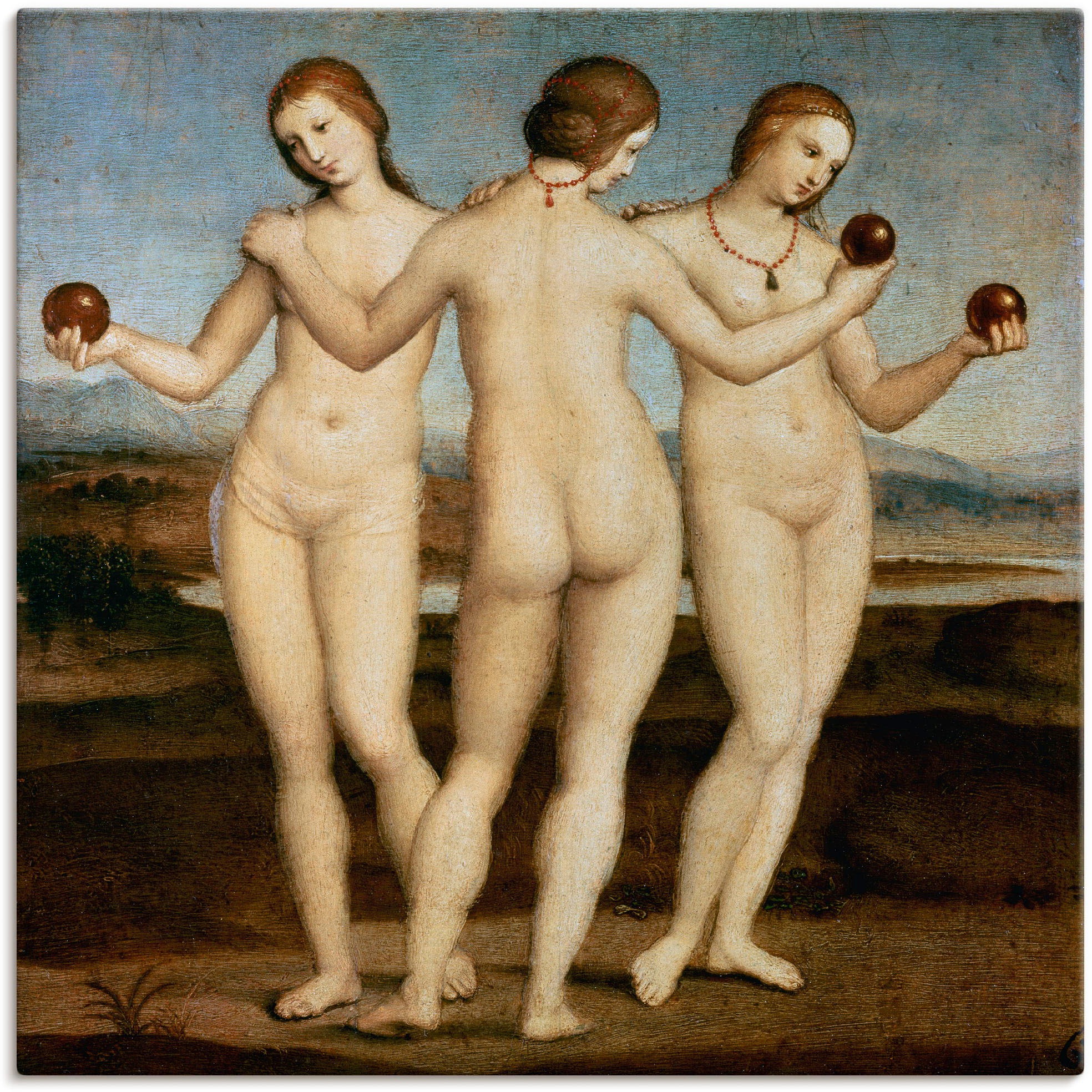 Image of Artland Wandbild »Die drei Grazien. Gegen 1502/03.«, Frau, (1 St.), in vielen Grössen & Produktarten -Leinwandbild, Poster, Wandaufkleber / Wandtattoo auch für Badezimmer geeignet bei Ackermann Versand Schweiz