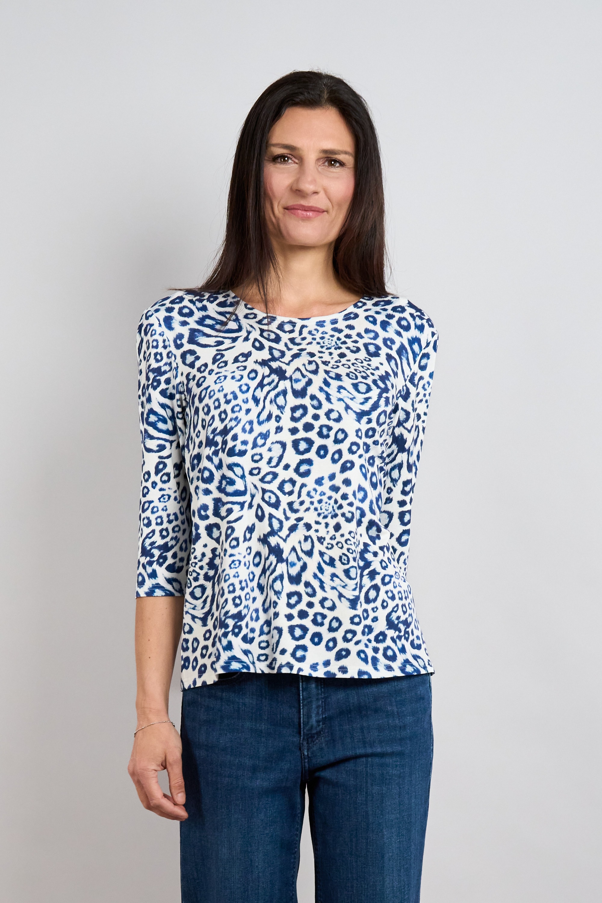 Image of Seidel Moden 3/4-Arm-Shirt 3/4 Arm Shirt mit Leo-Print - MADE IN GERMANY