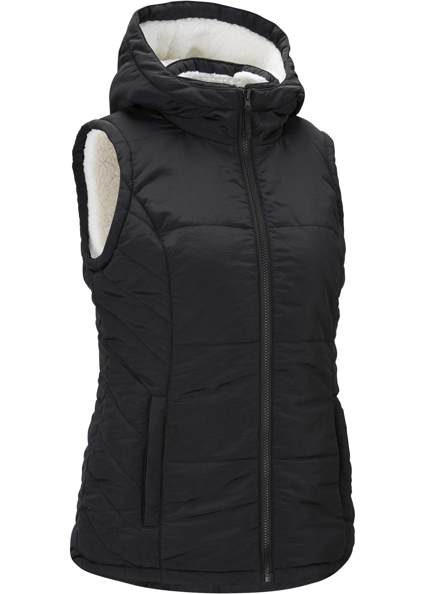 bonprix Gilet matelassé en matière matelassée et tissu tissé, coupe confortable, avec doublure en peluche