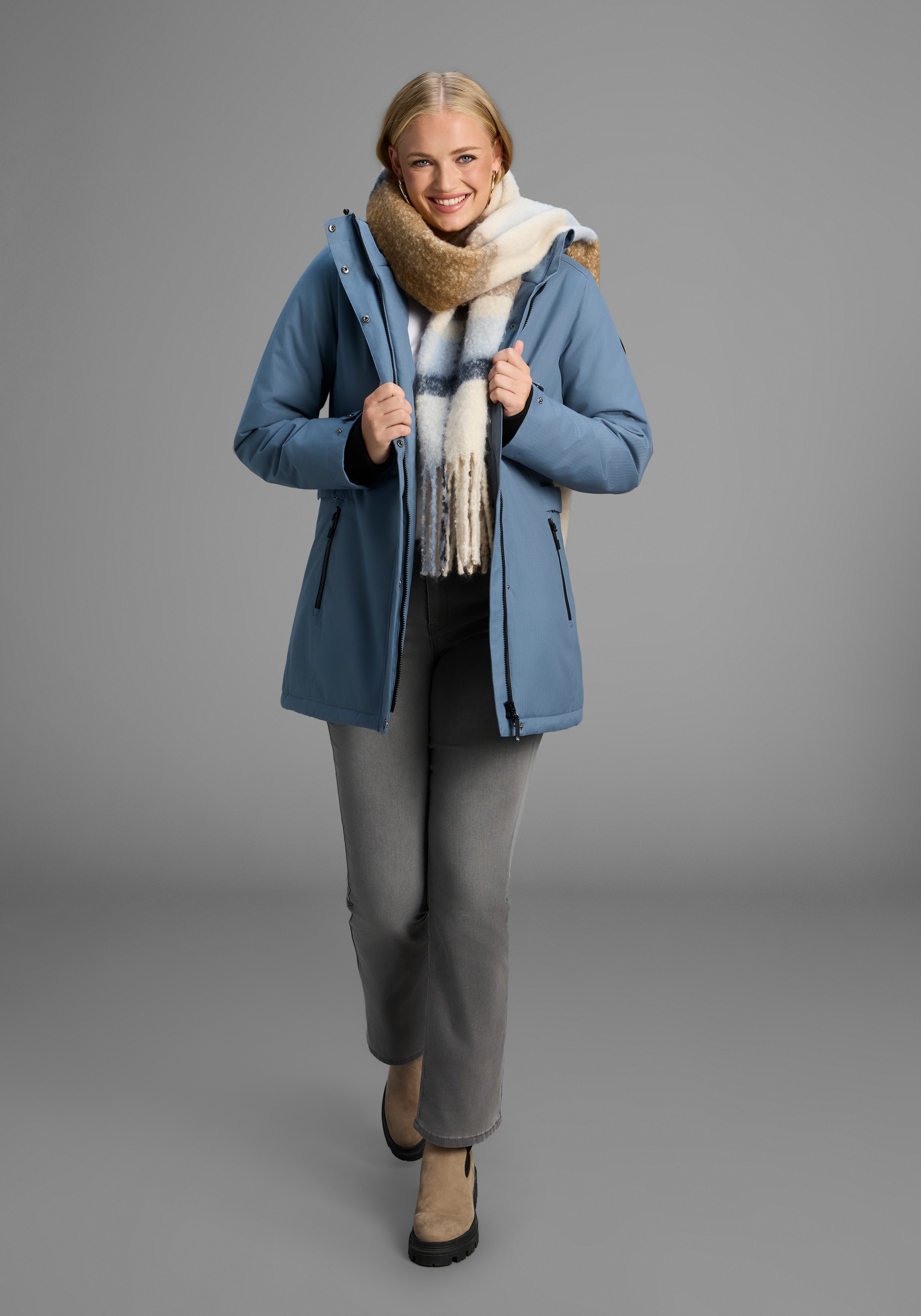 Polarino Funktionsparka mit Kapuze Grosse Grössen, wasserabweisend, winddicht und atmungsaktiv