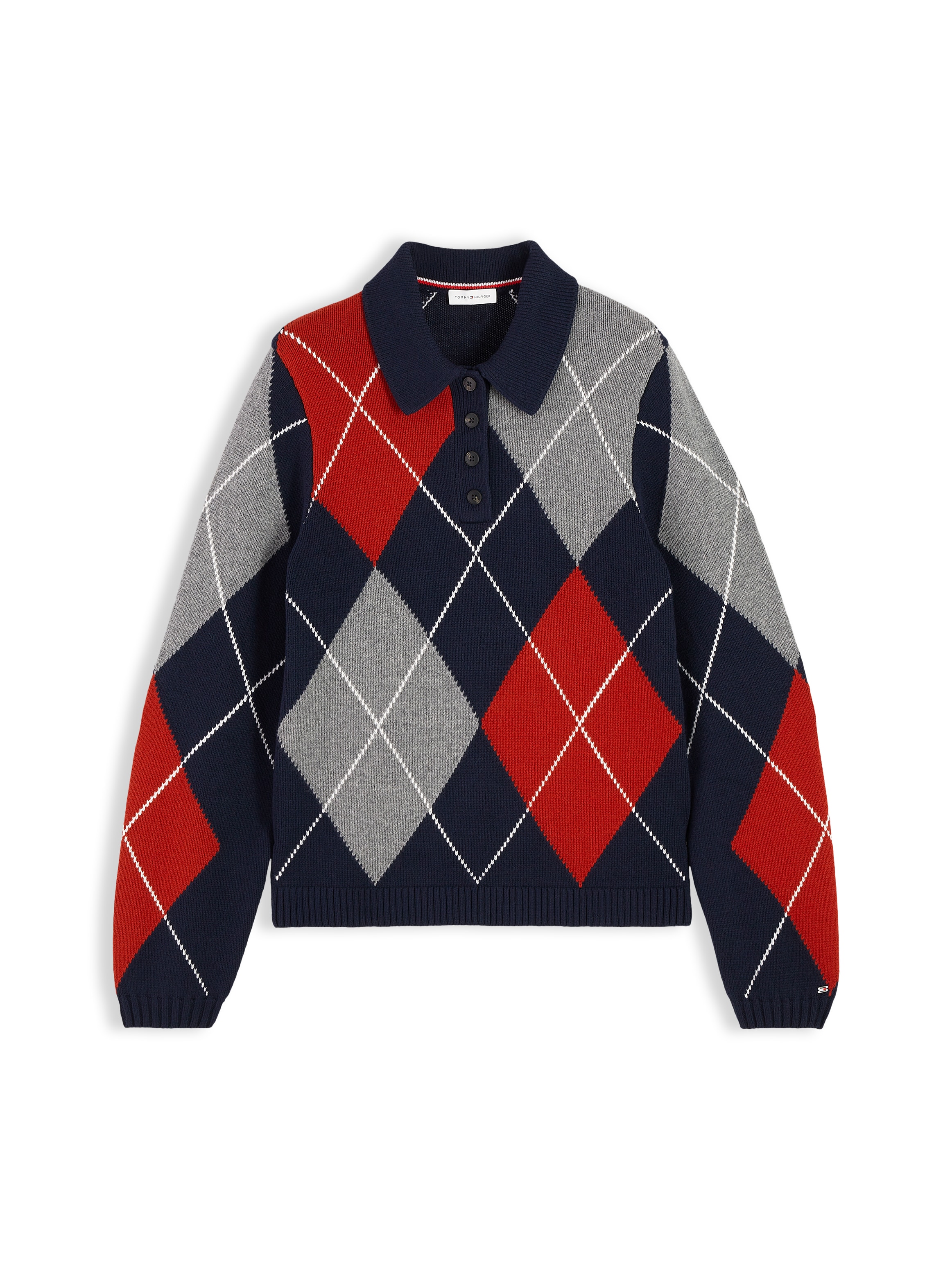 Tommy Hilfiger Polokragenpullover »ARGYLE PREP NEW POLO LS« Materialmix mit Woll-Anteil, Argyle Strickmuster